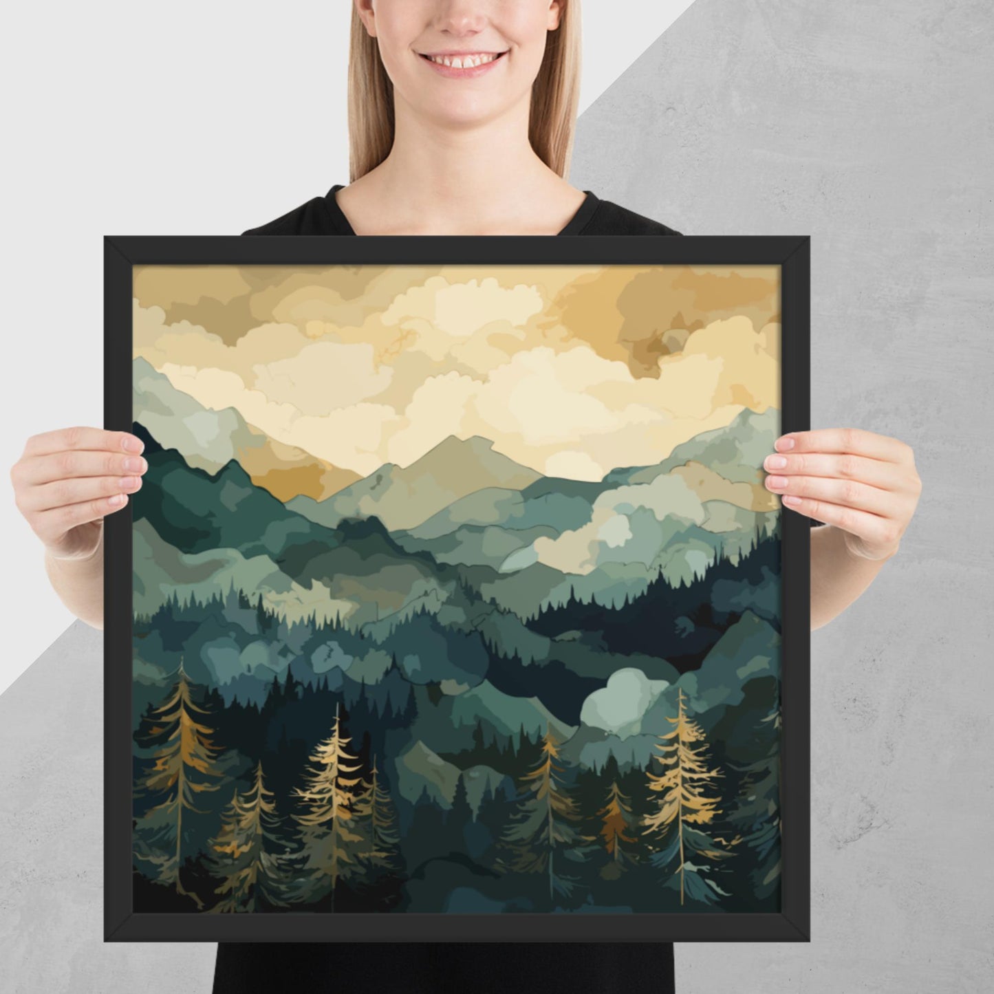 Mountainous Forest Framed Poster