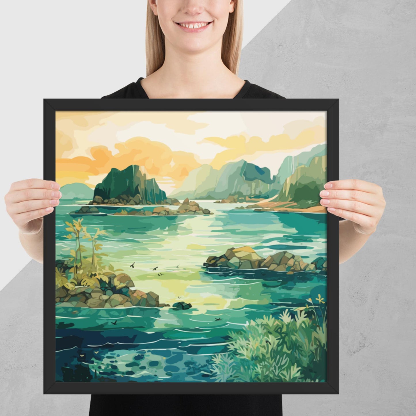 Tropical Island Rocks Framed Poster