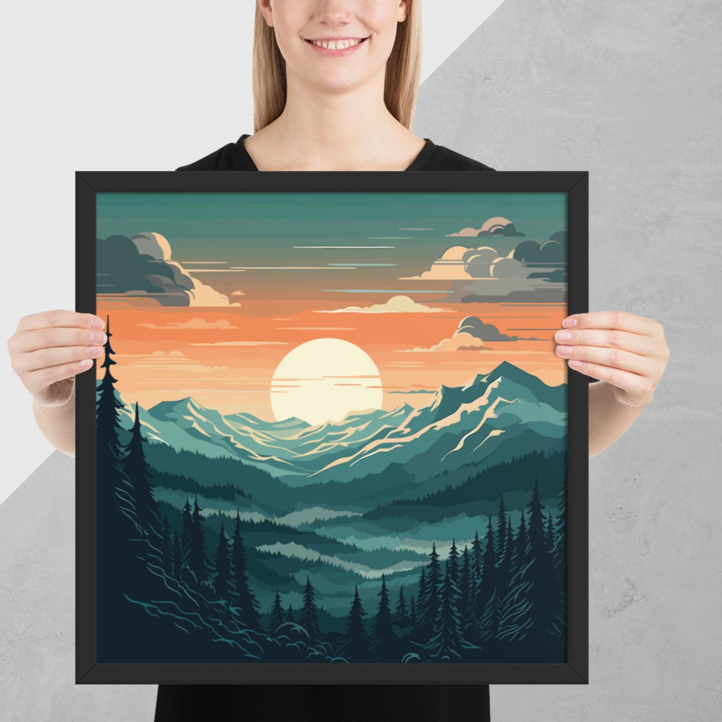 Forest Mountain Landscape Framed Poster