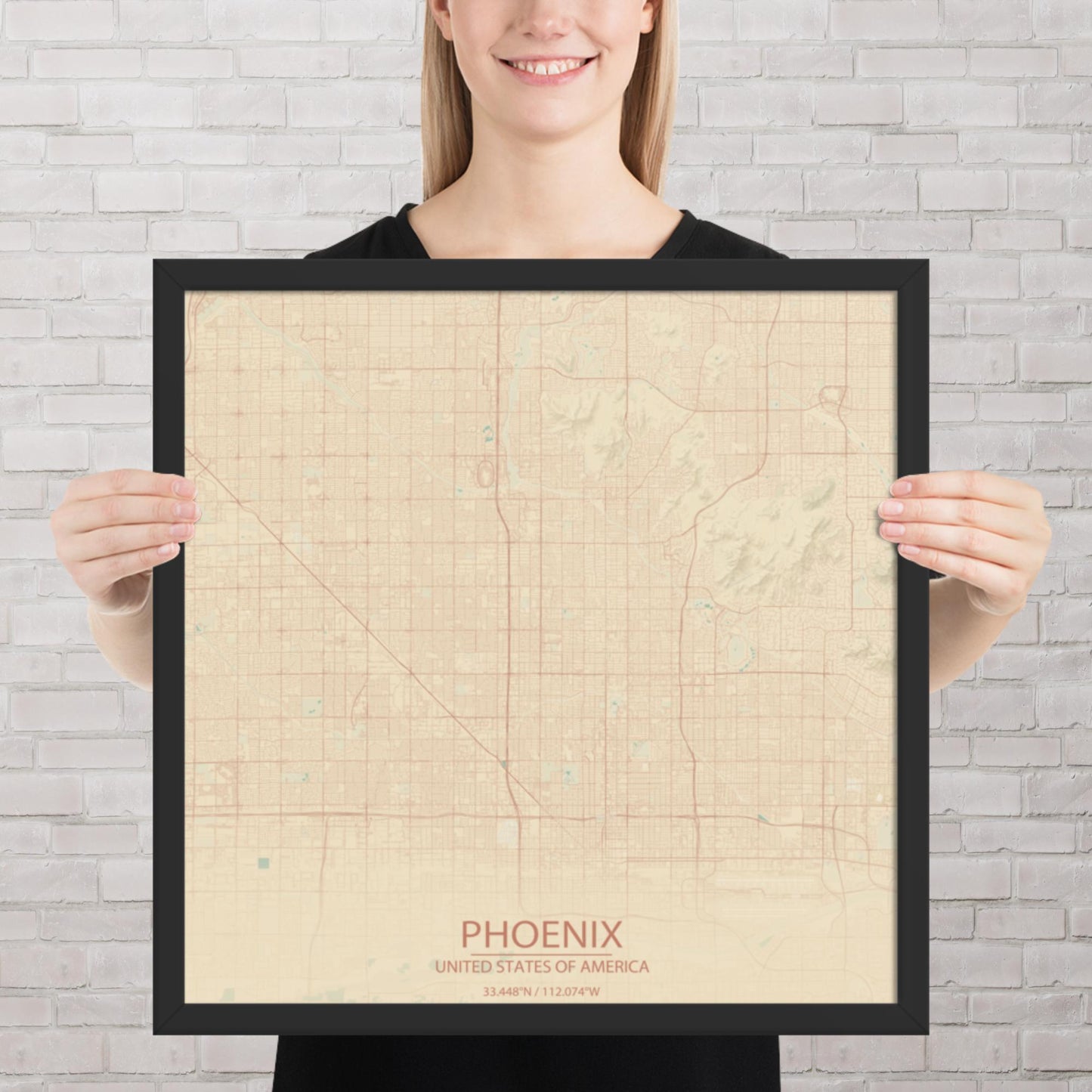 Phoenix Vintage Style Framed Map