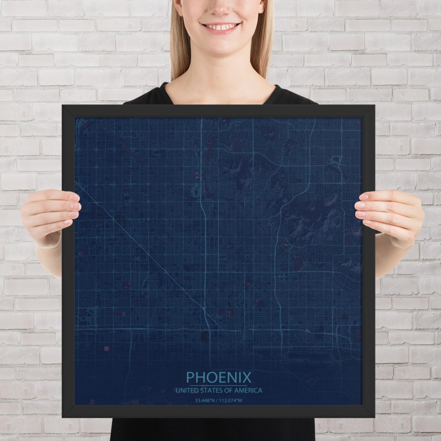 Phoenix Blue and Purple Framed Map
