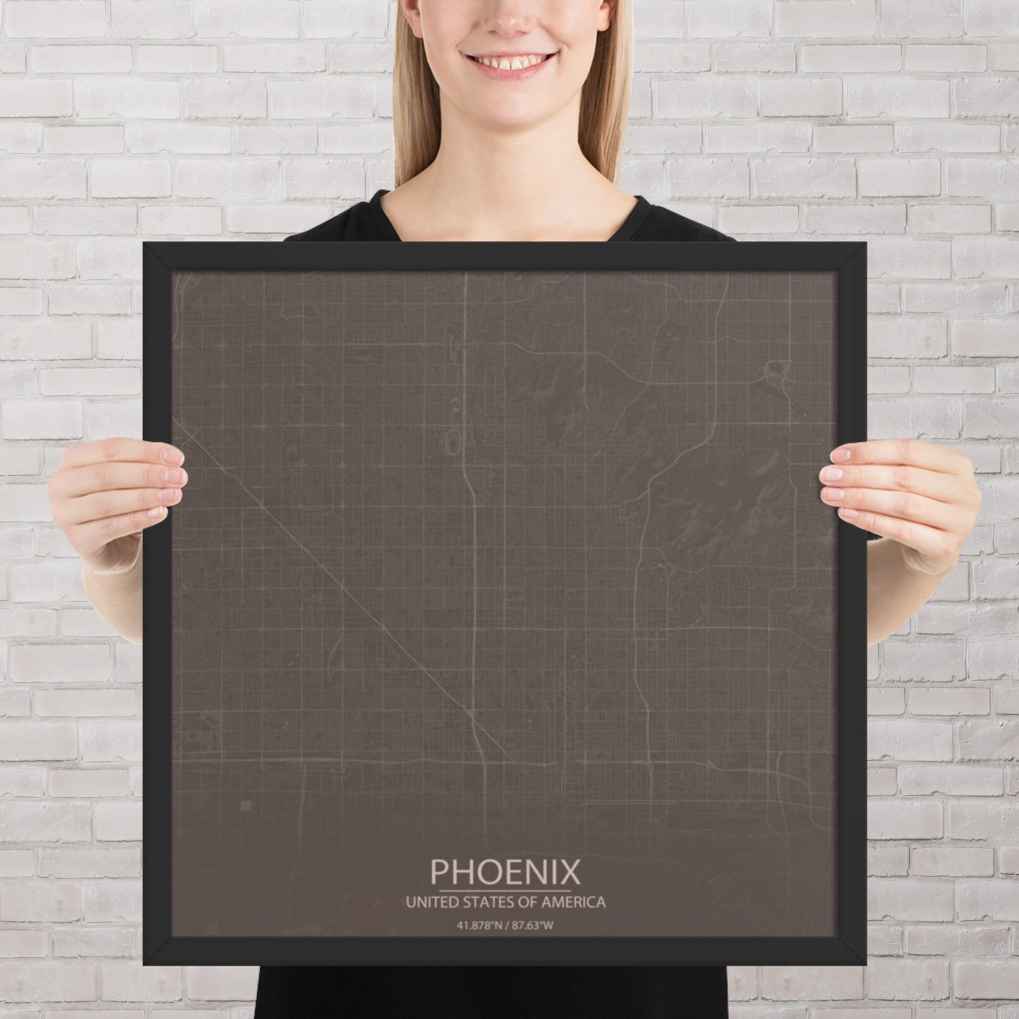 Phoenix Brown and Grey Framed Map