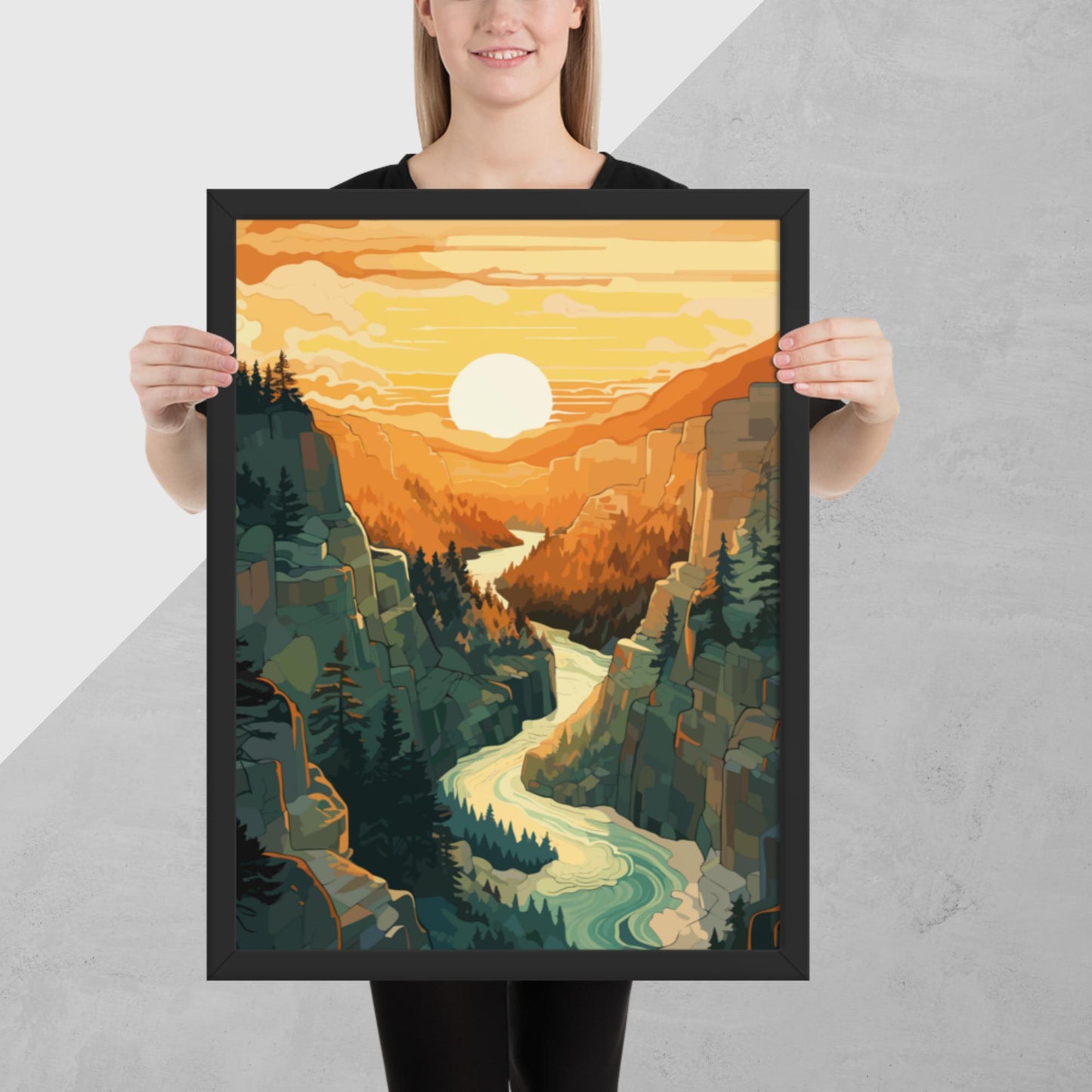 Canyon River Sunset Framed Poster