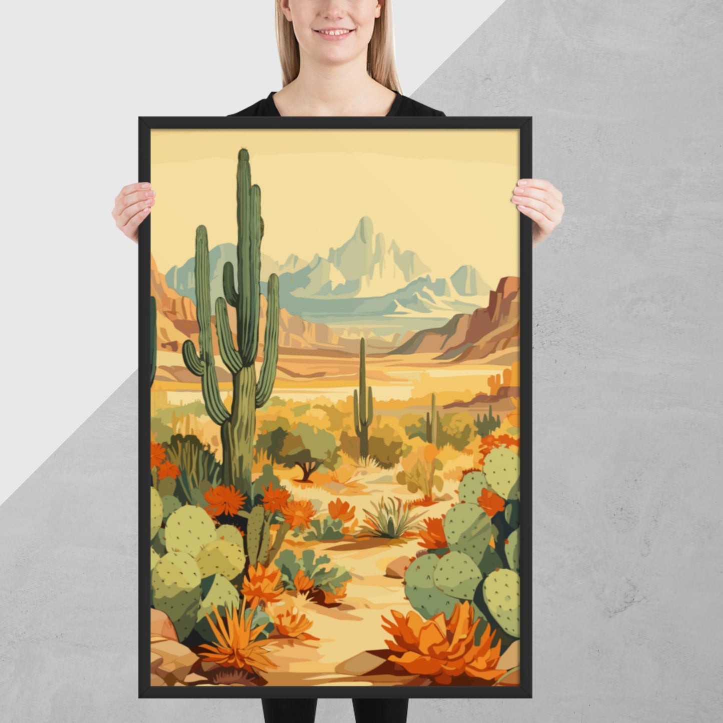 Mountainous Desert Life Framed Poster