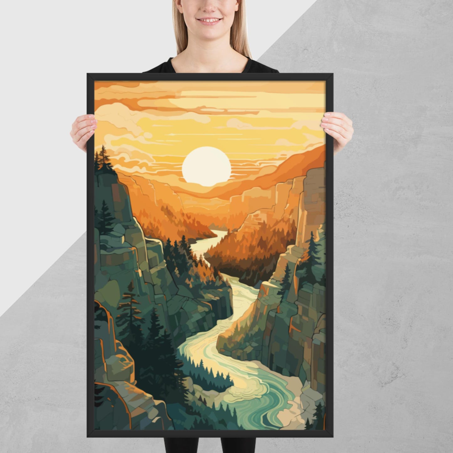 Canyon River Sunset Framed Poster