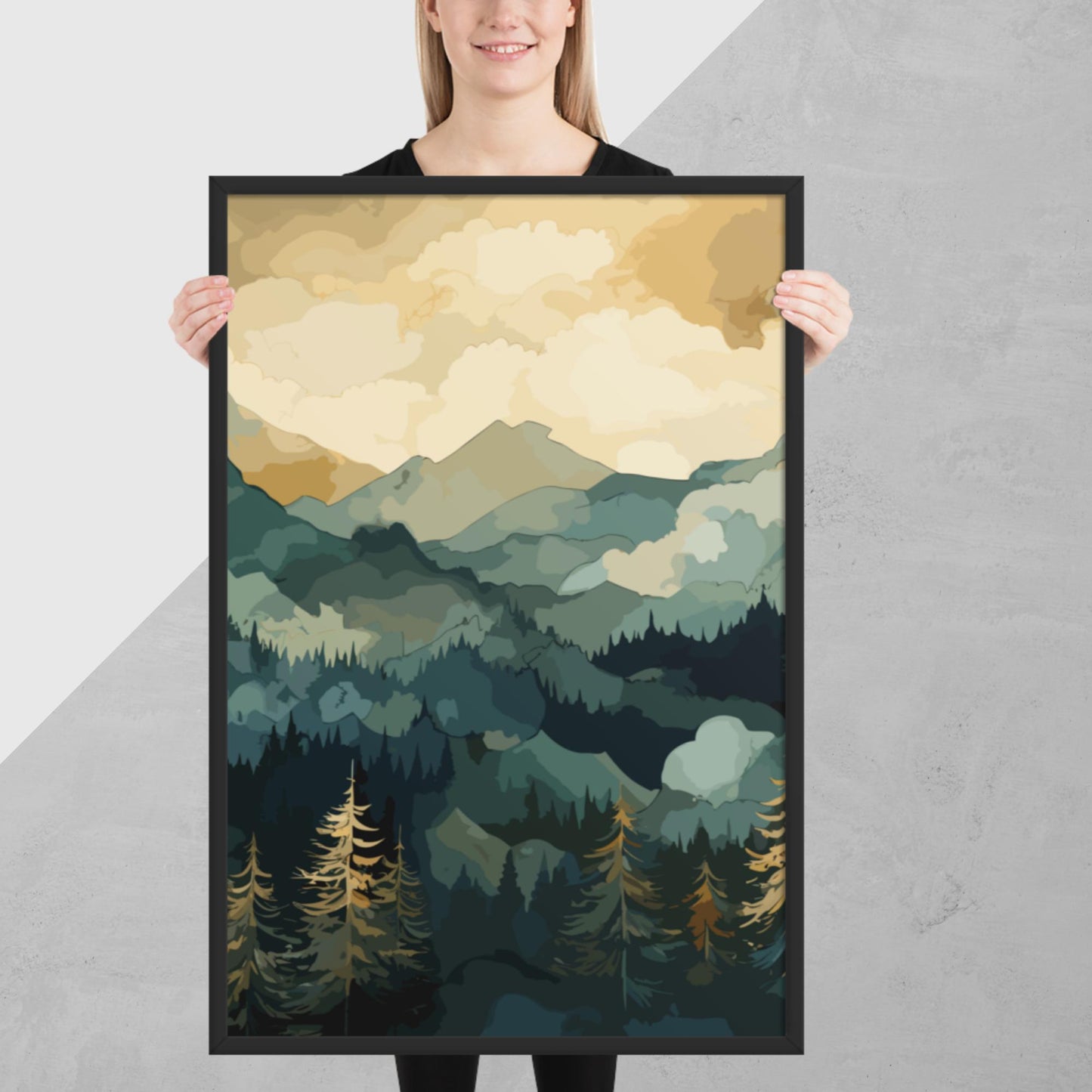 Mountainous Forest Framed Poster