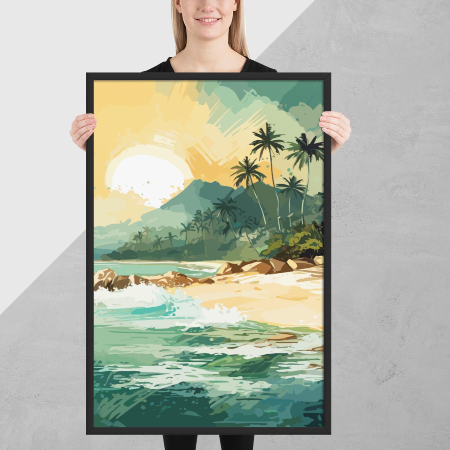 Tropical Island Beach Framed Poster