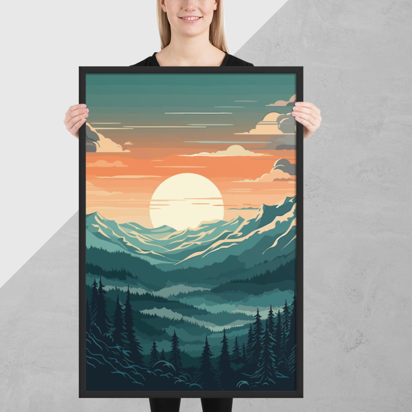 Forest Mountain Landscape Framed Poster