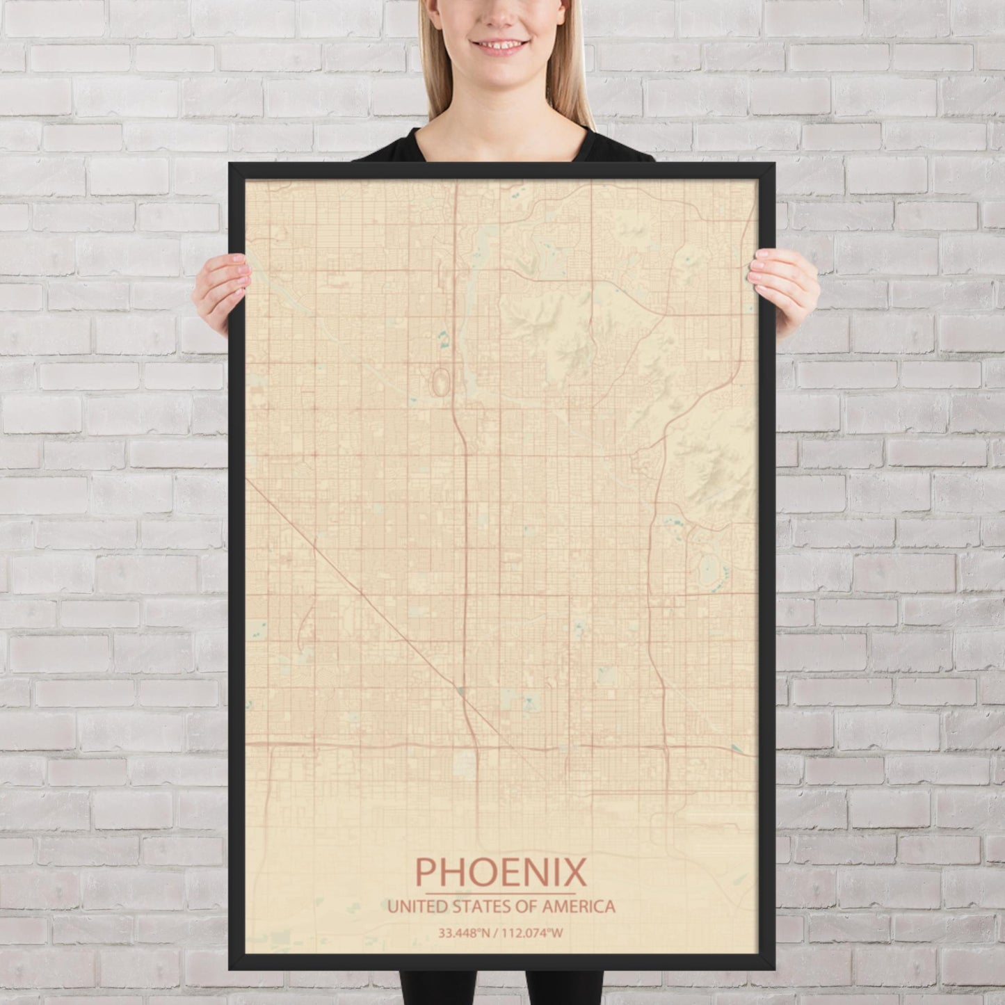 Phoenix Vintage Style Framed Map