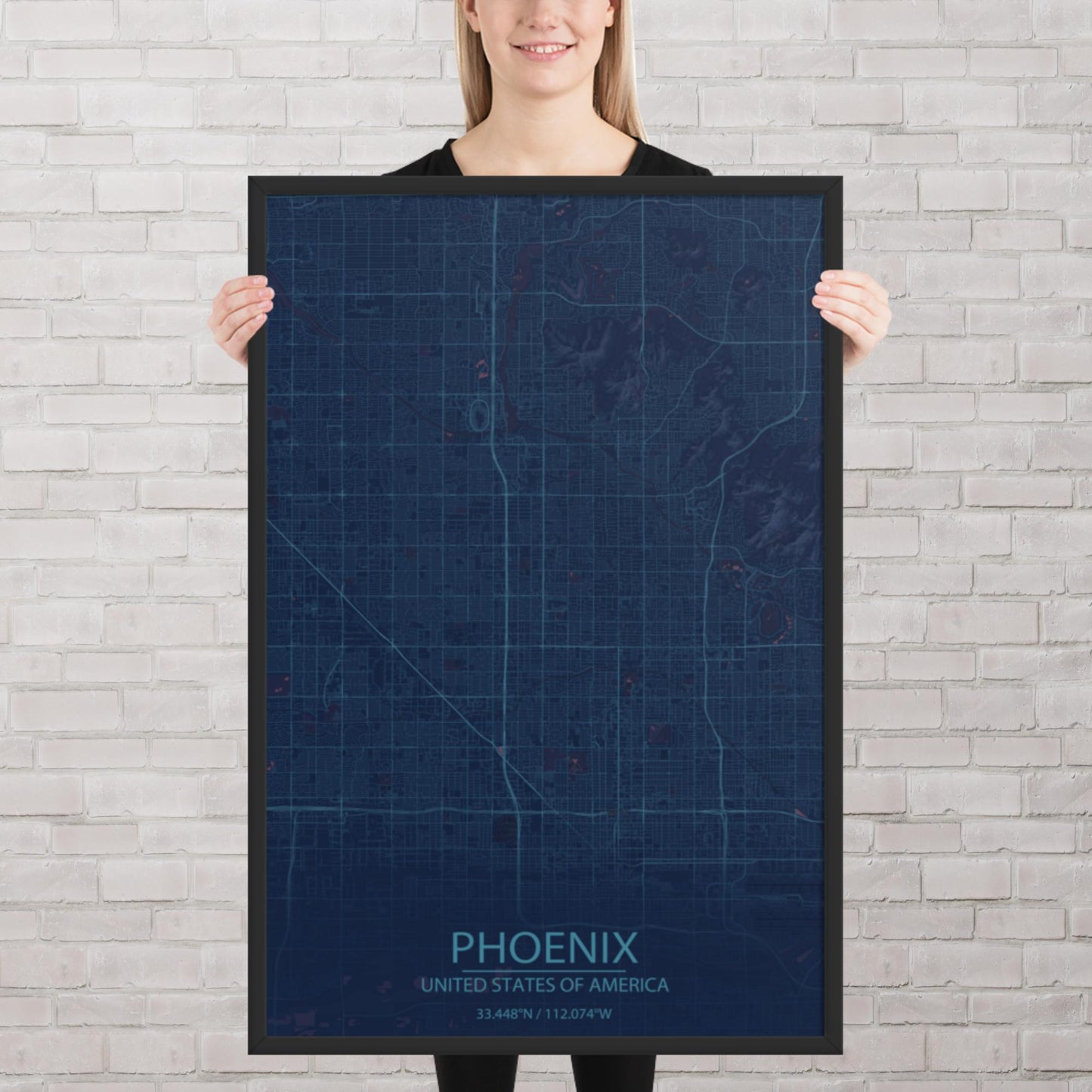Phoenix Blue and Purple Framed Map