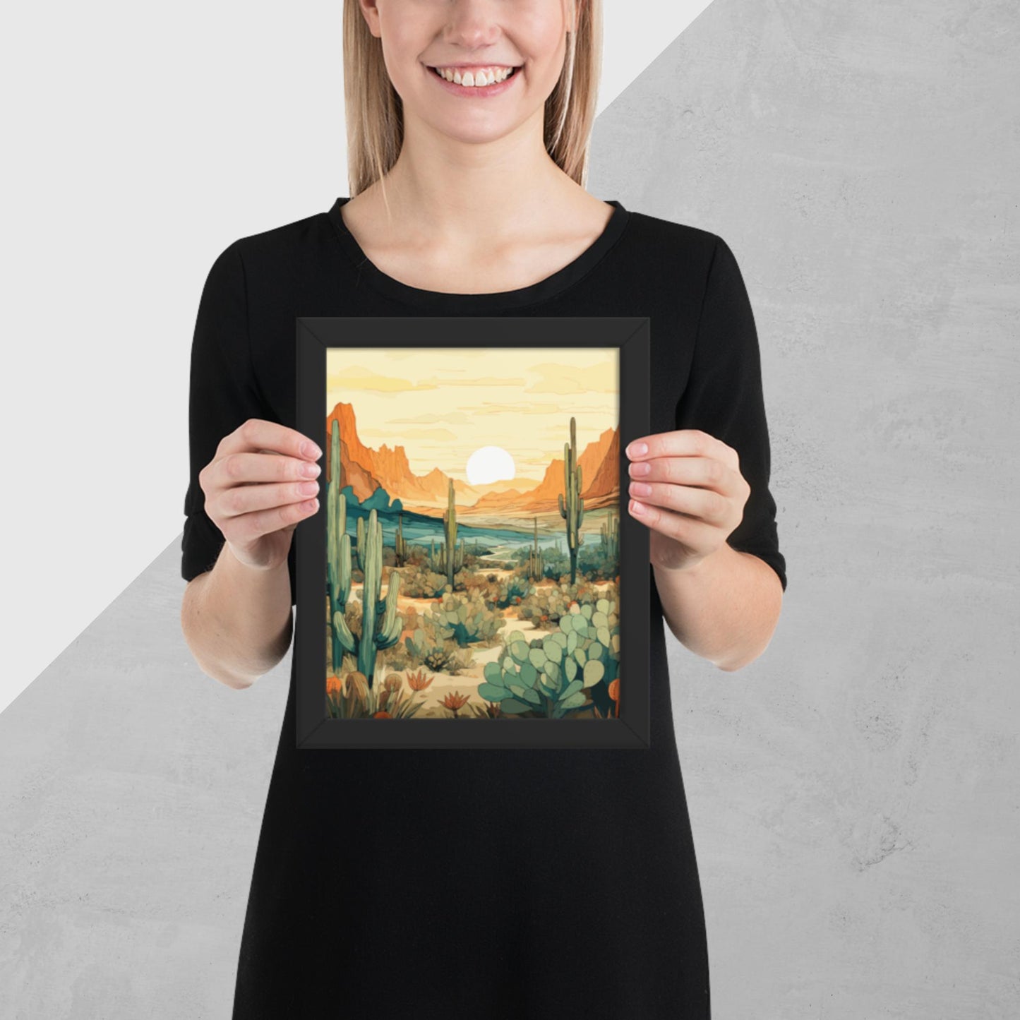 Desert Hills Shrubs Framed Poster