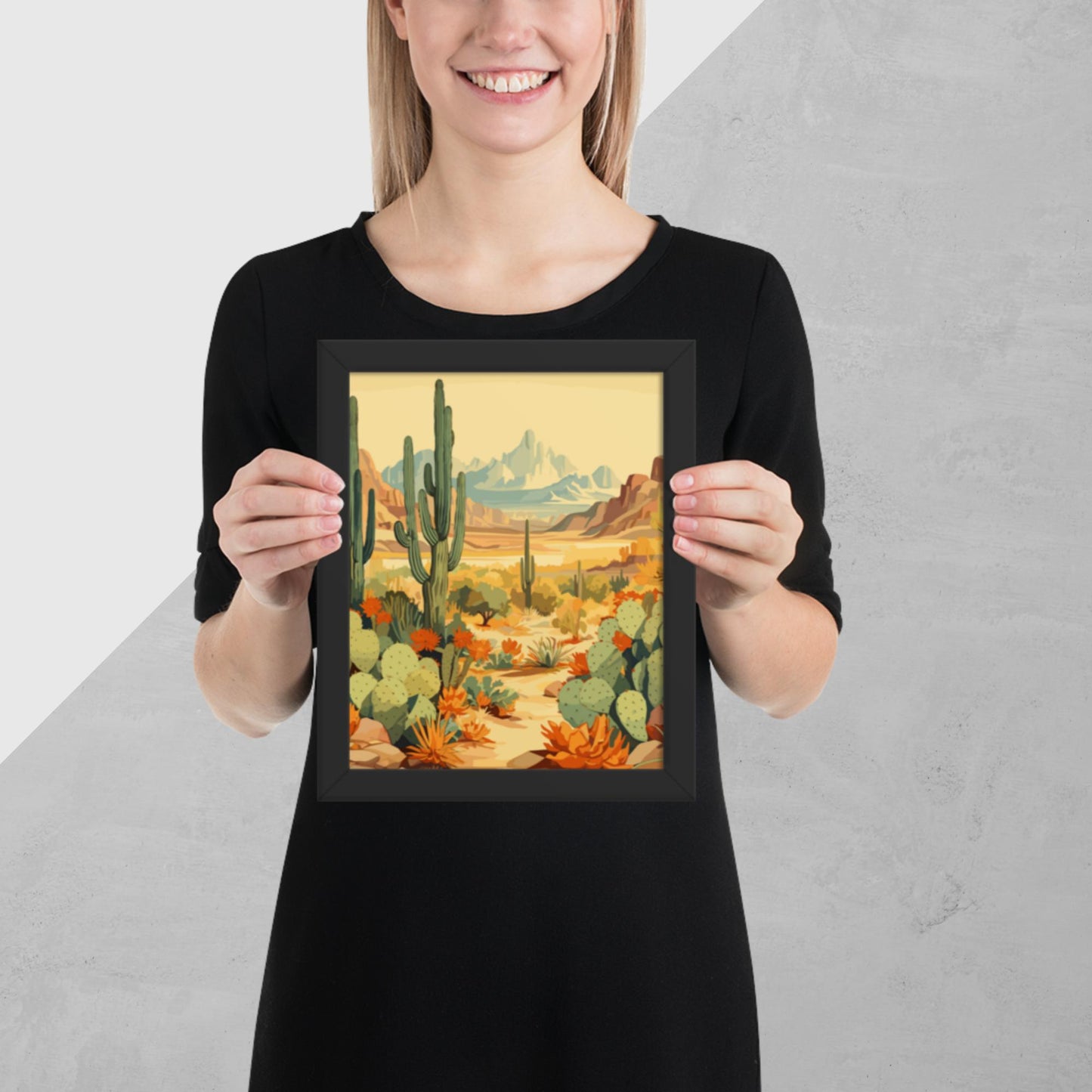 Mountainous Desert Life Framed Poster