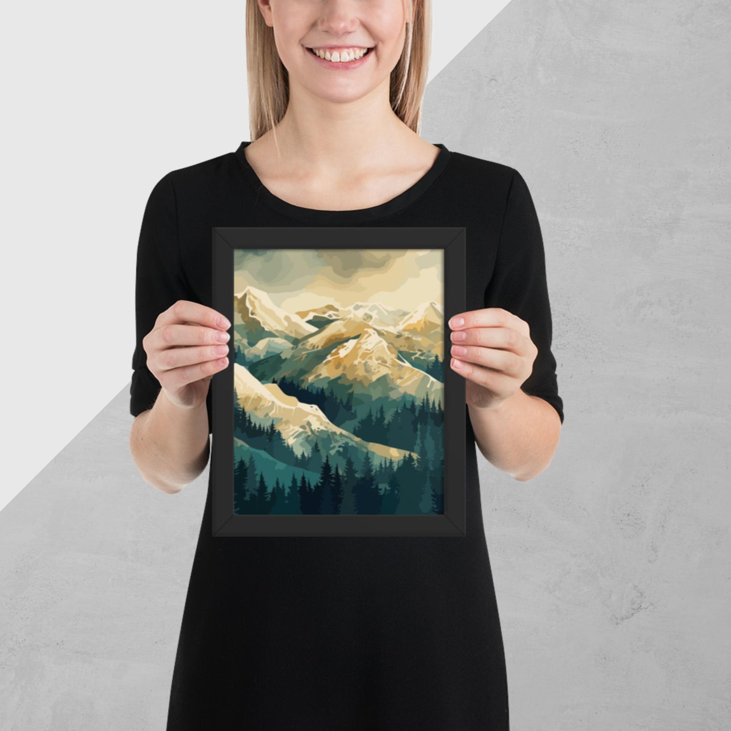 Winter Forest Mountains Framed Poster