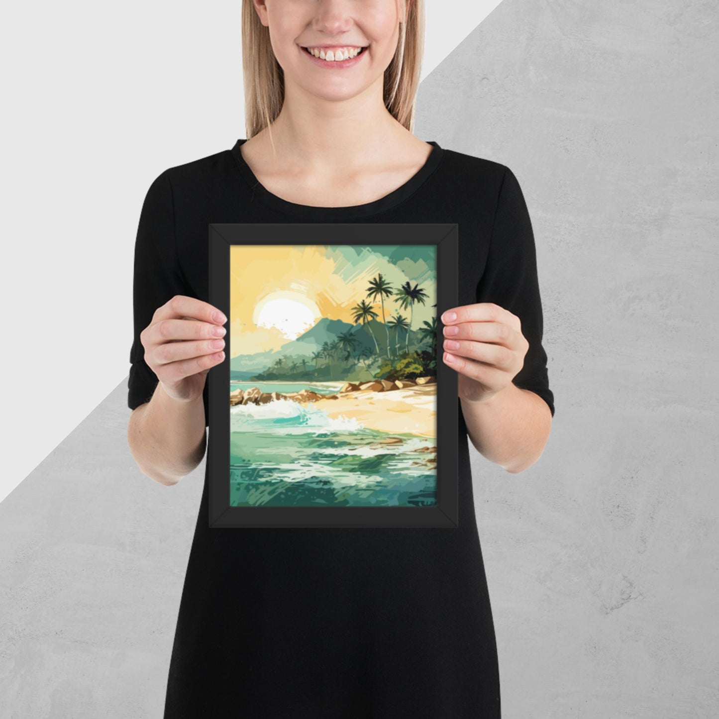 Tropical Island Beach Framed Poster