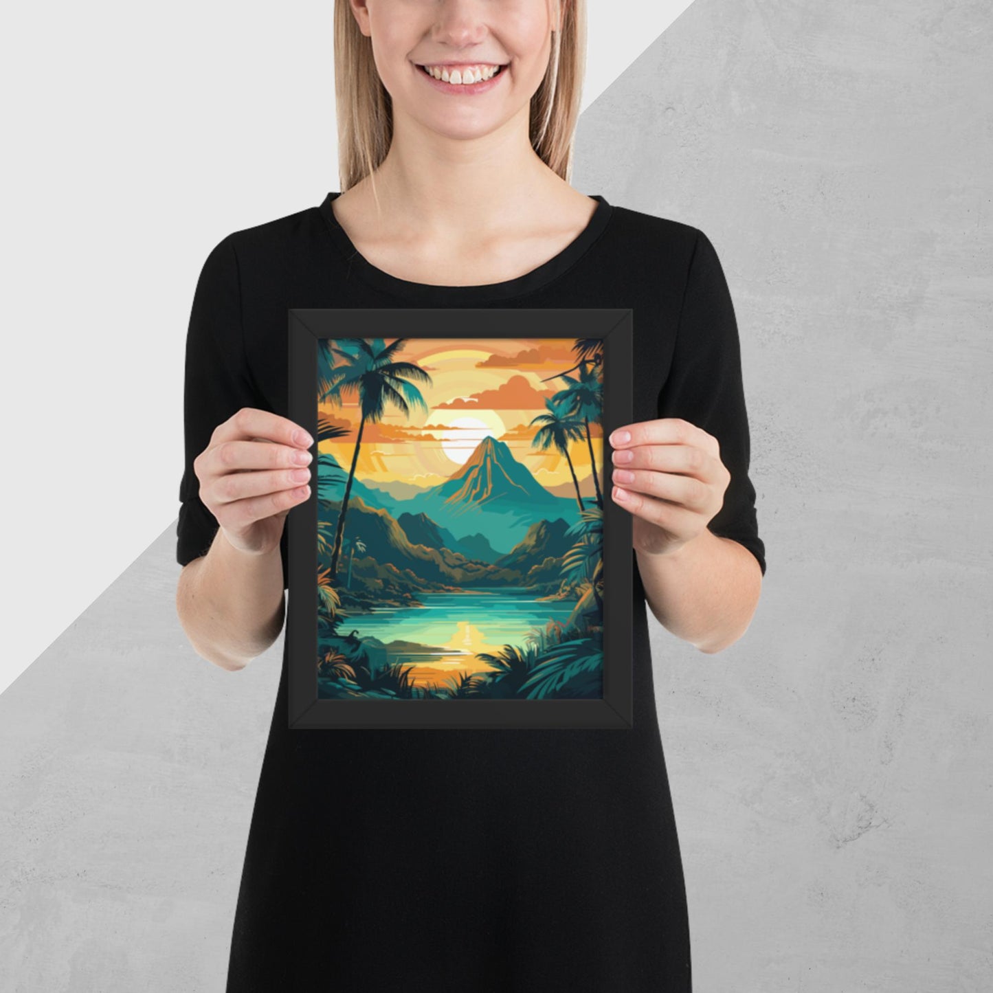 Rainforest Mountain Sunset Framed Poster