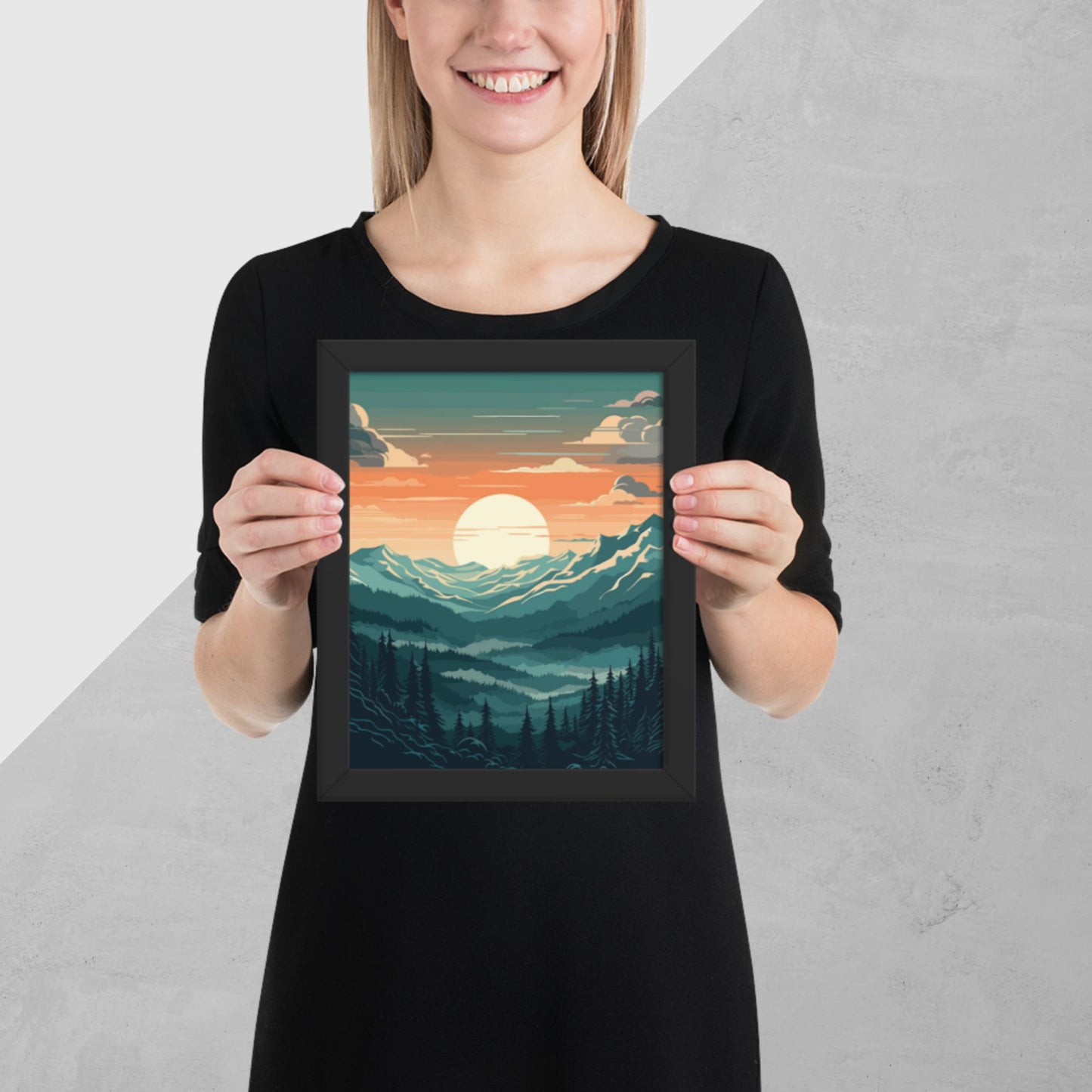 Forest Mountain Landscape Framed Poster