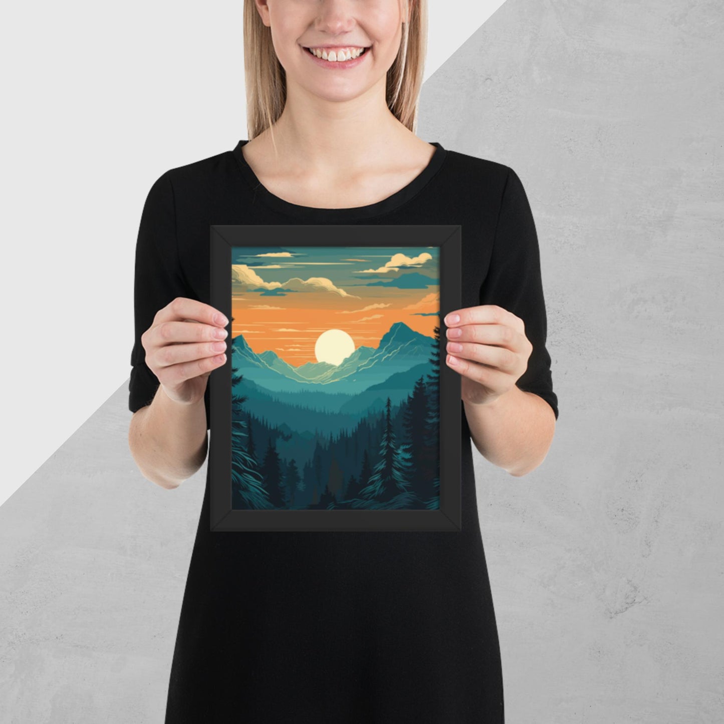 Forest Skyline Sunset Framed Poster
