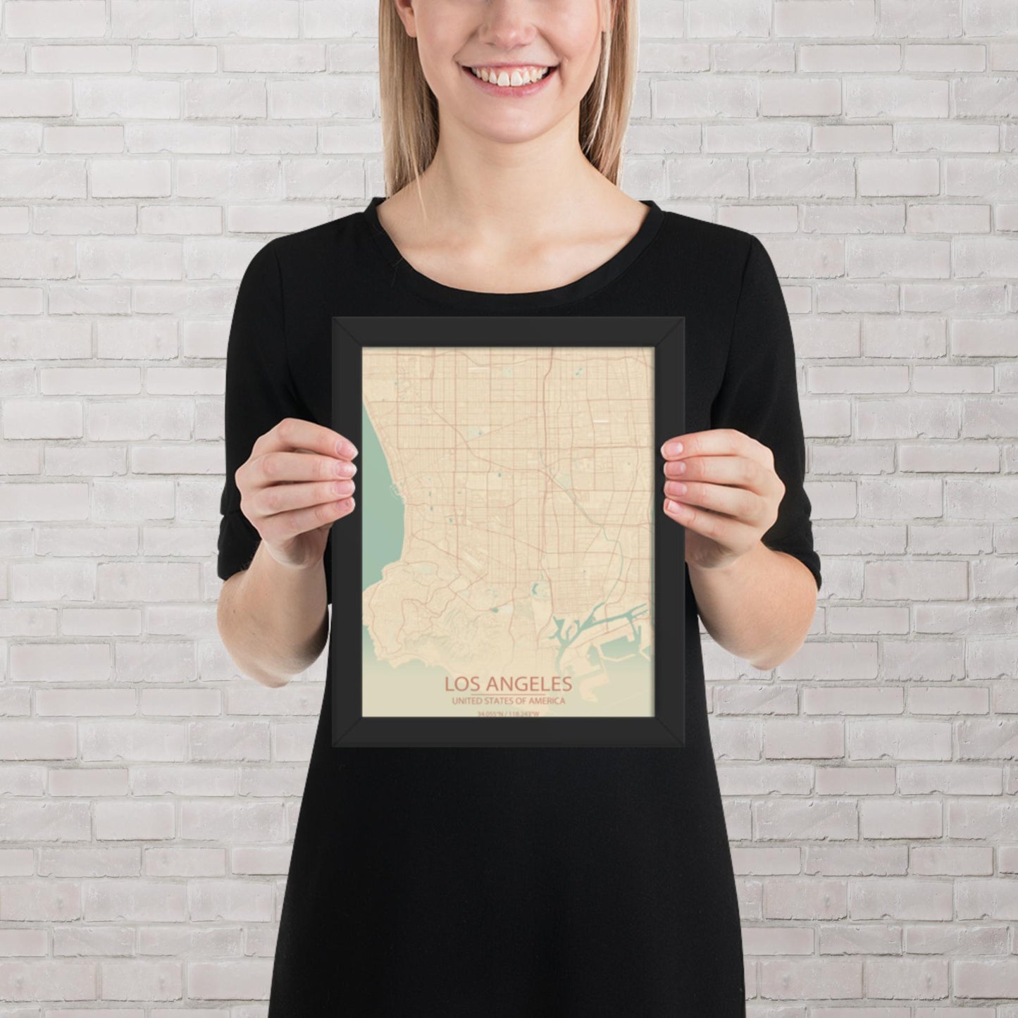 Los Angeles Vintage Style Framed Map