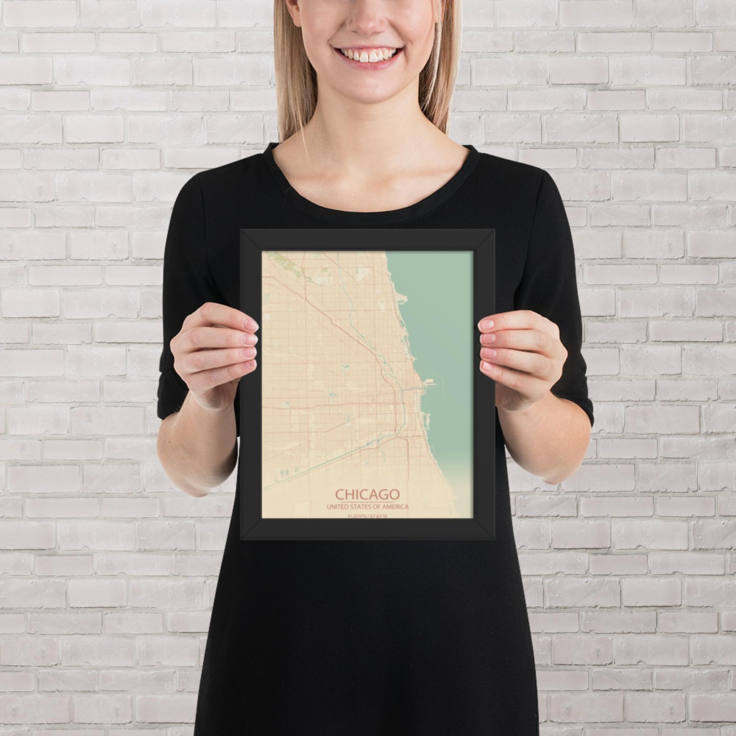 Chicago Vintage Style Framed Map
