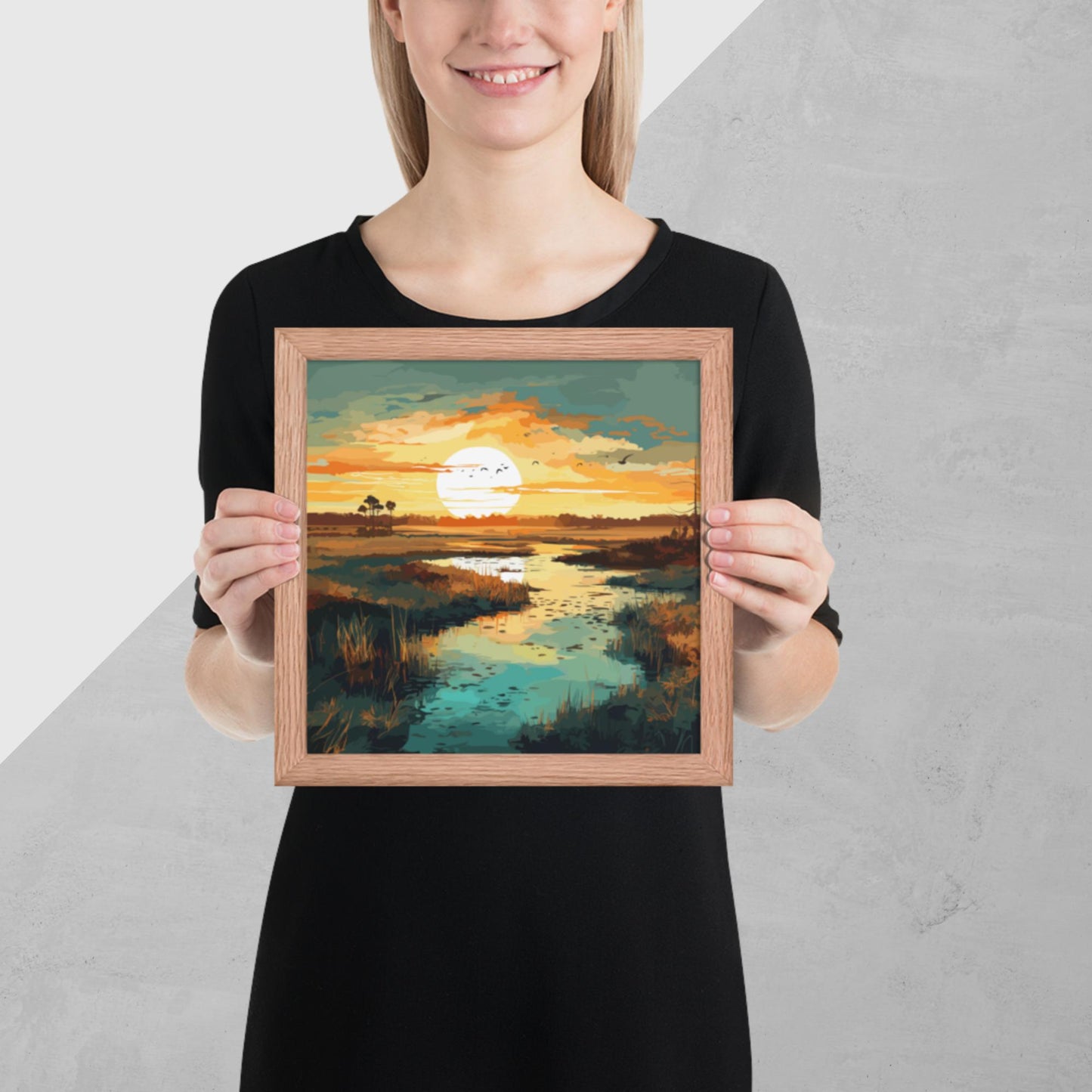Marshland Sunset Framed Poster