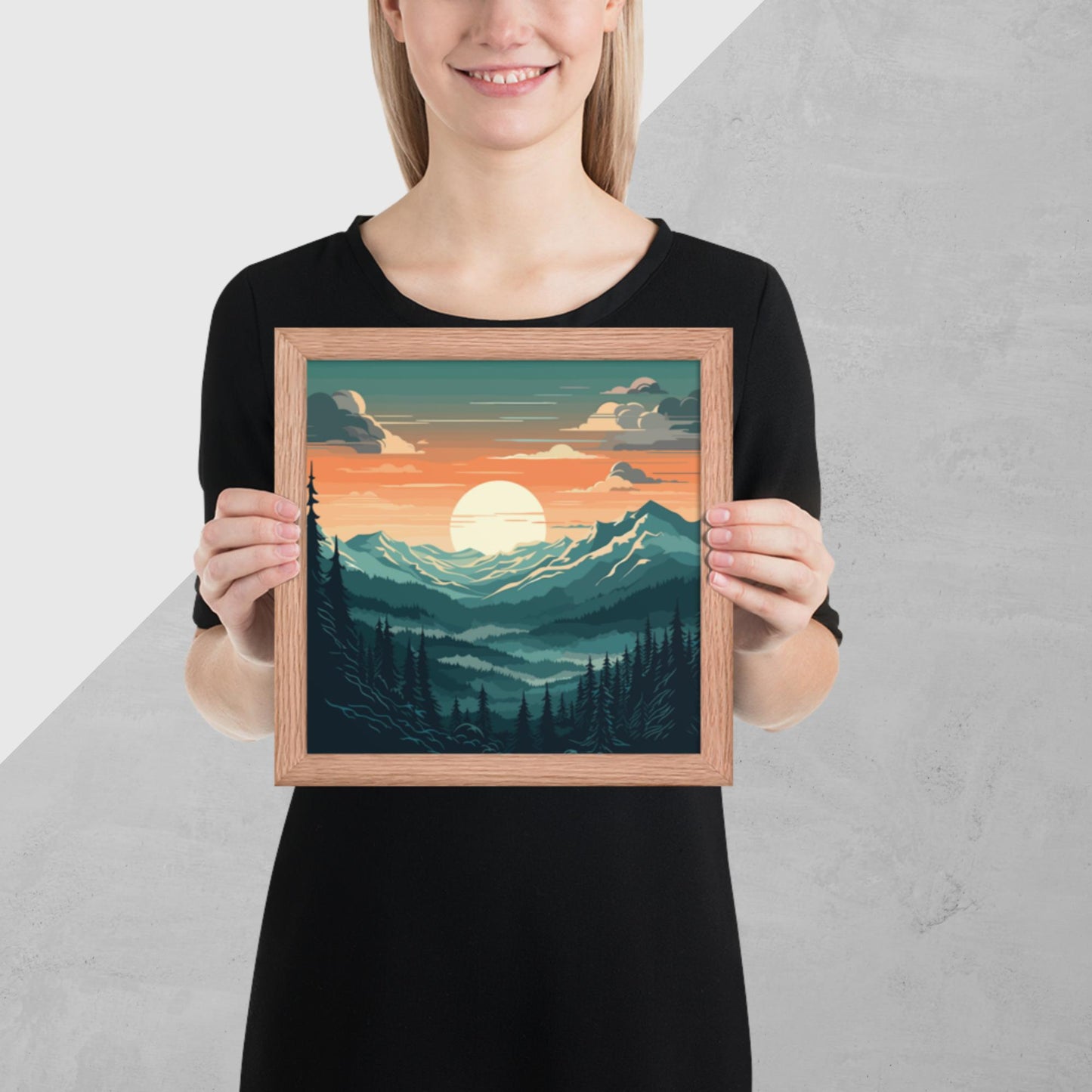Forest Mountain Landscape Framed Poster