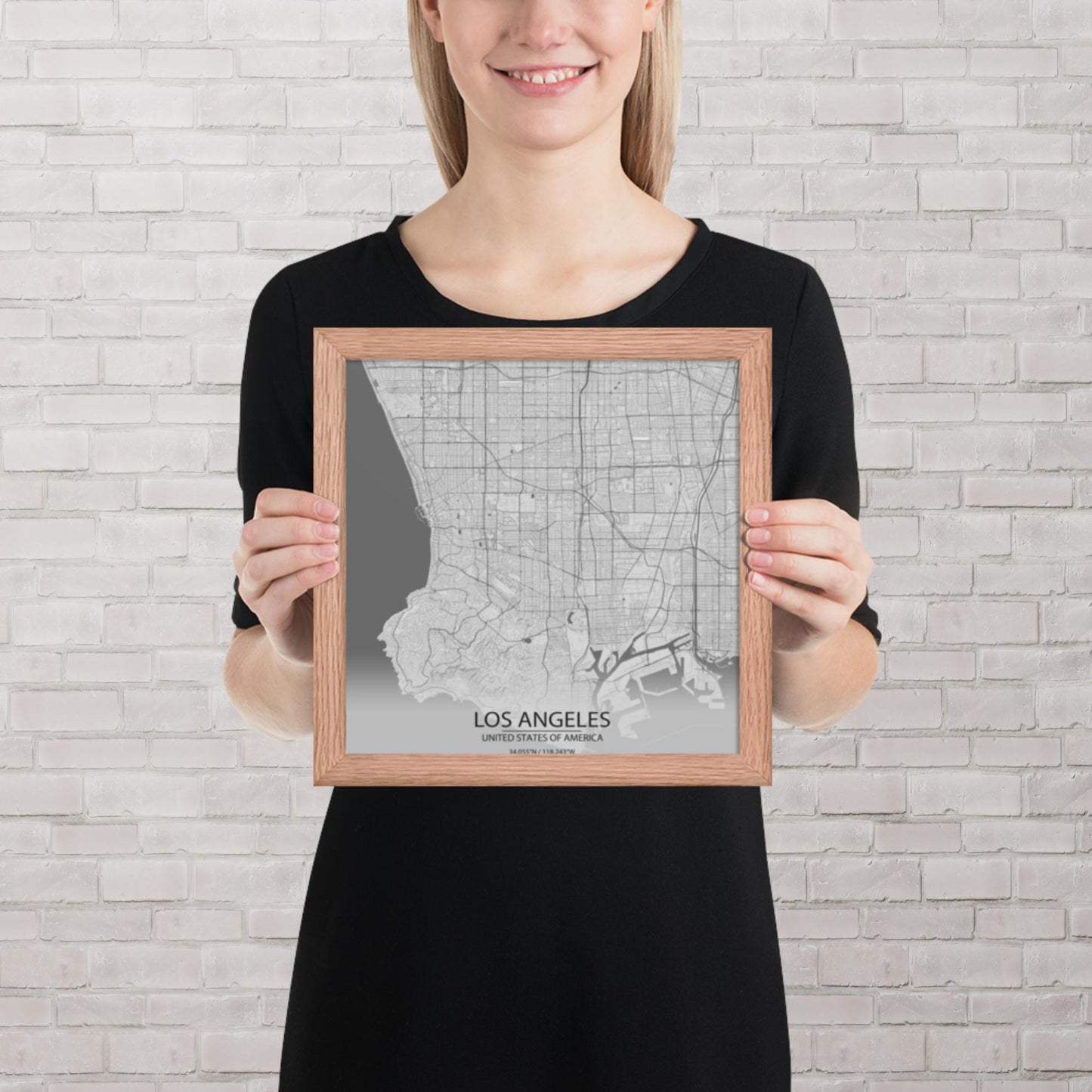 Los Angeles Light Grey Framed Map