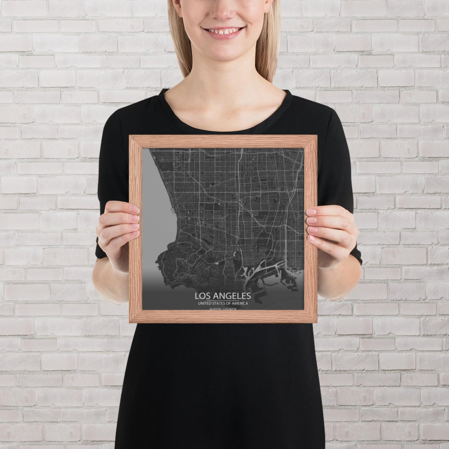 Los Angeles Dark Grey Framed Map