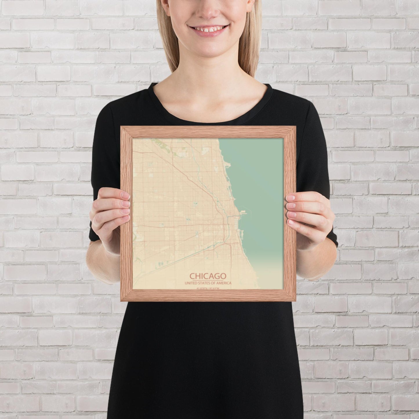 Chicago Vintage Style Framed Map