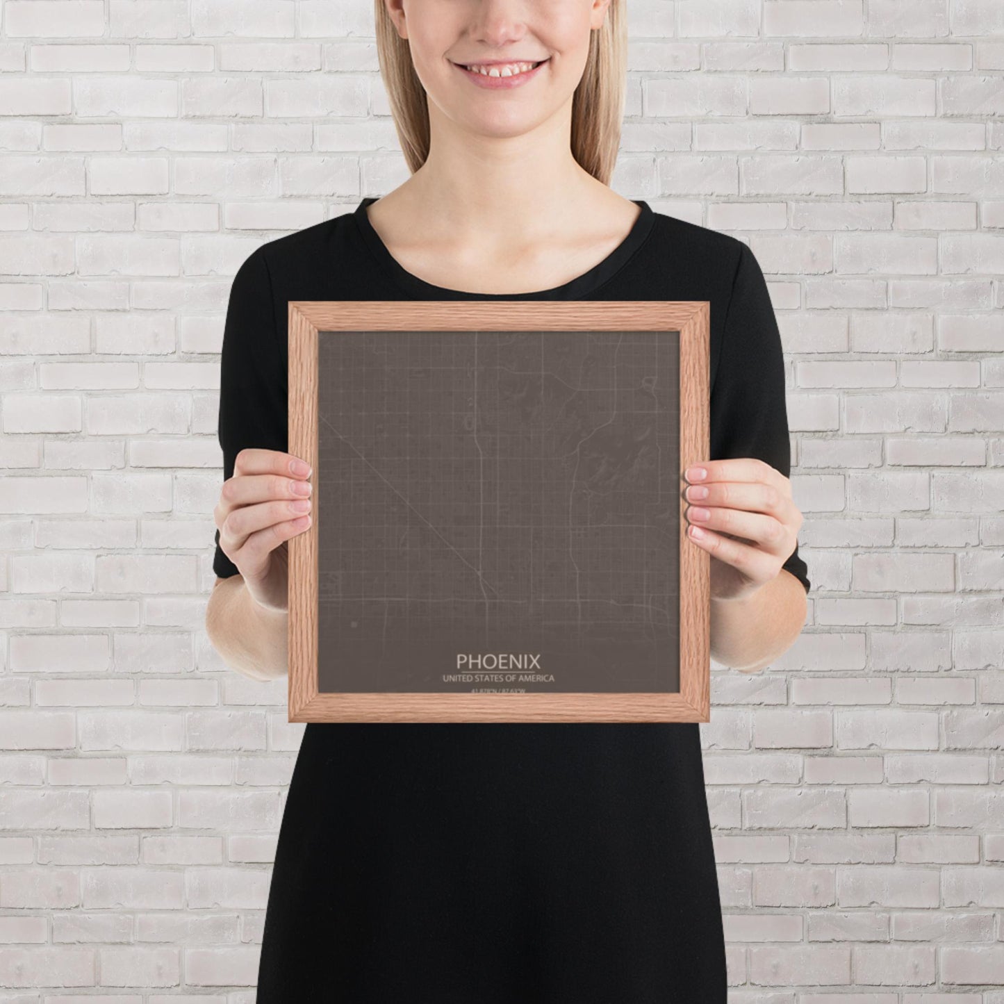 Phoenix Brown and Grey Framed Map