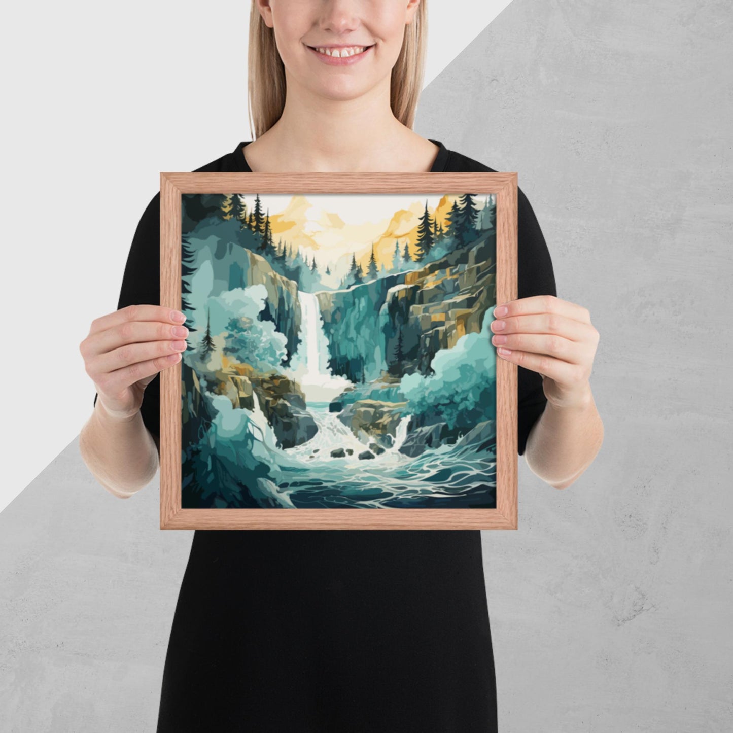 Roaring Forest Waterfall Framed Poster