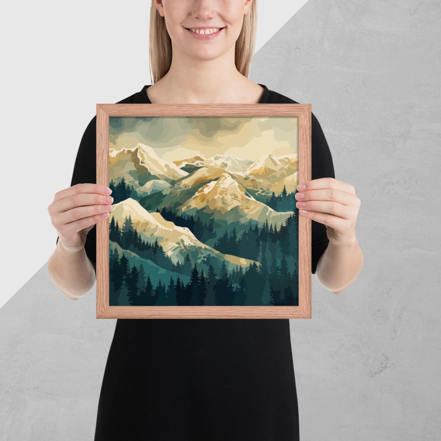 Winter Forest Mountains Framed Poster