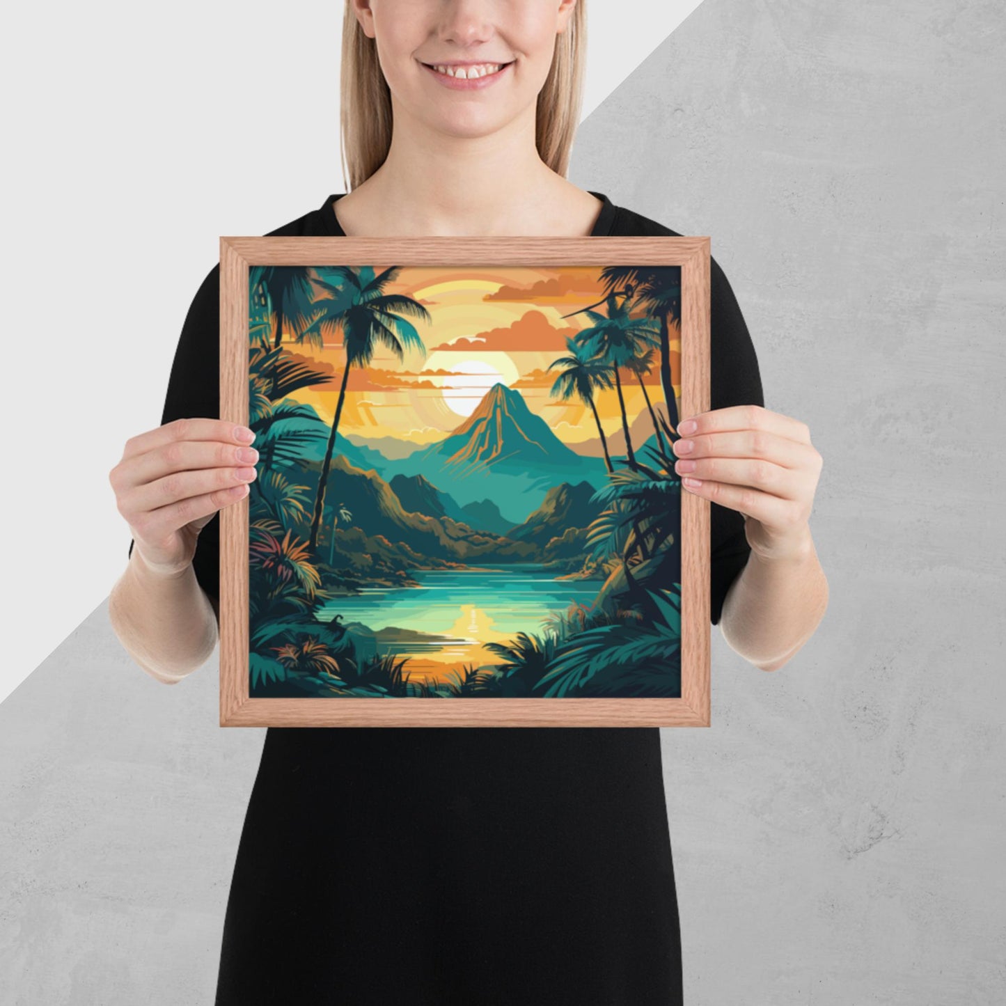 Rainforest Mountain Sunset Framed Poster