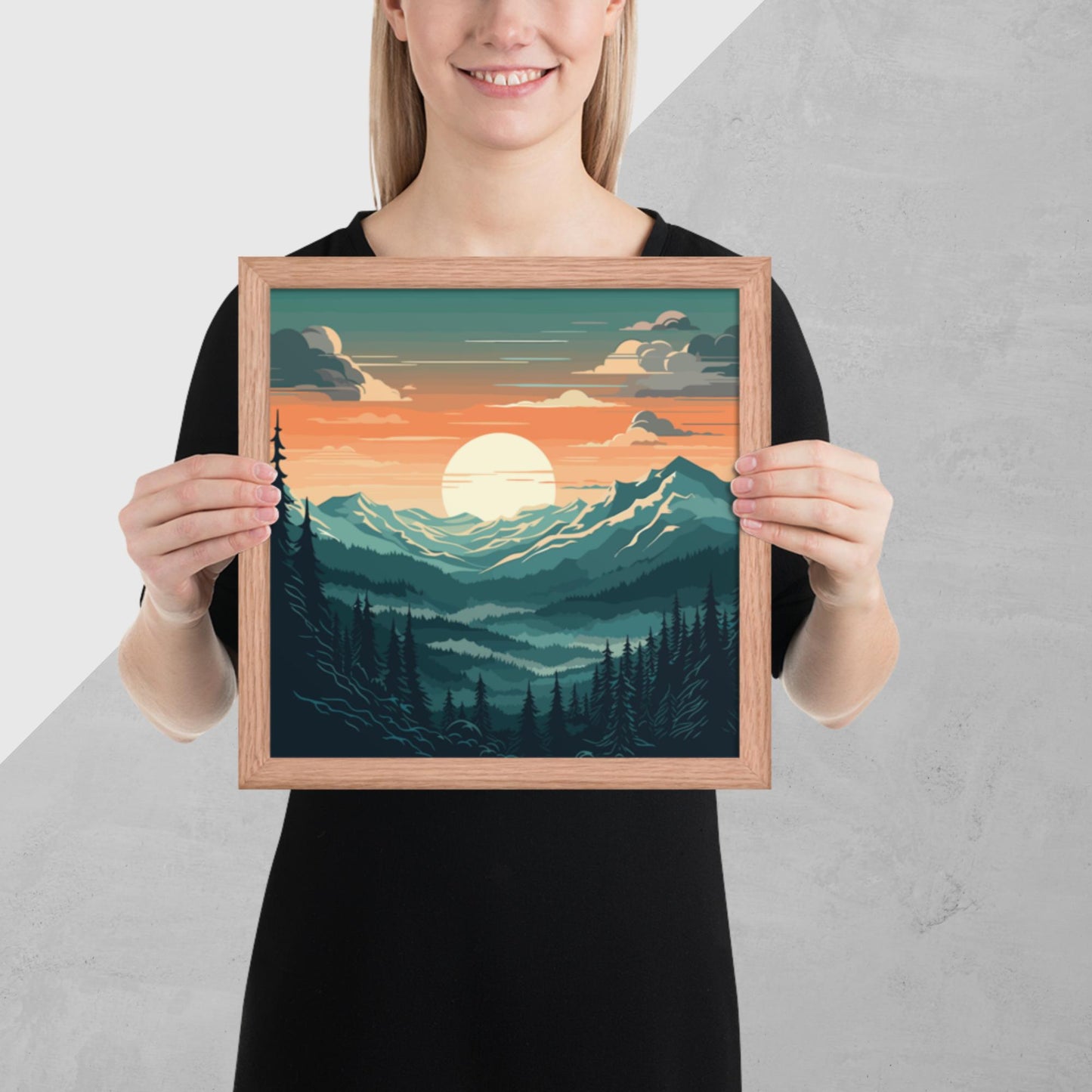 Forest Mountain Landscape Framed Poster