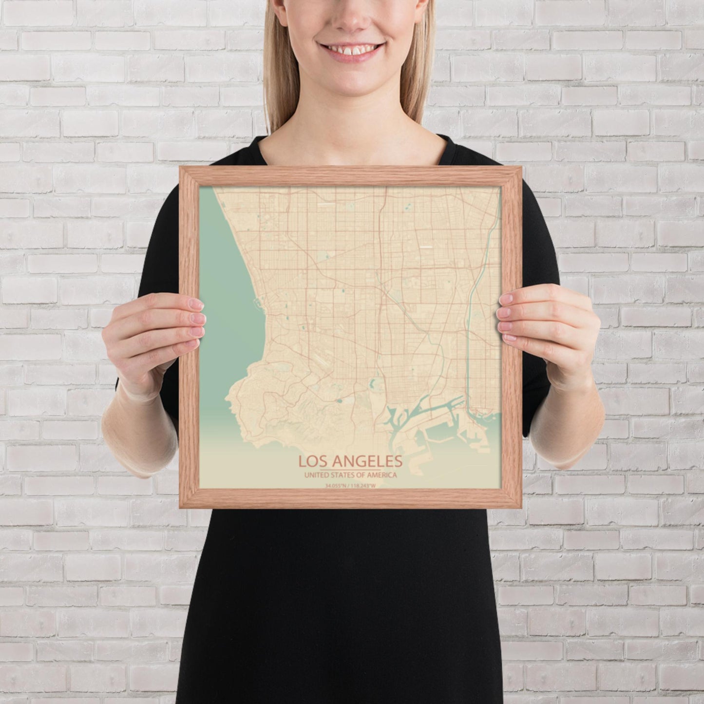 Los Angeles Vintage Style Framed Map