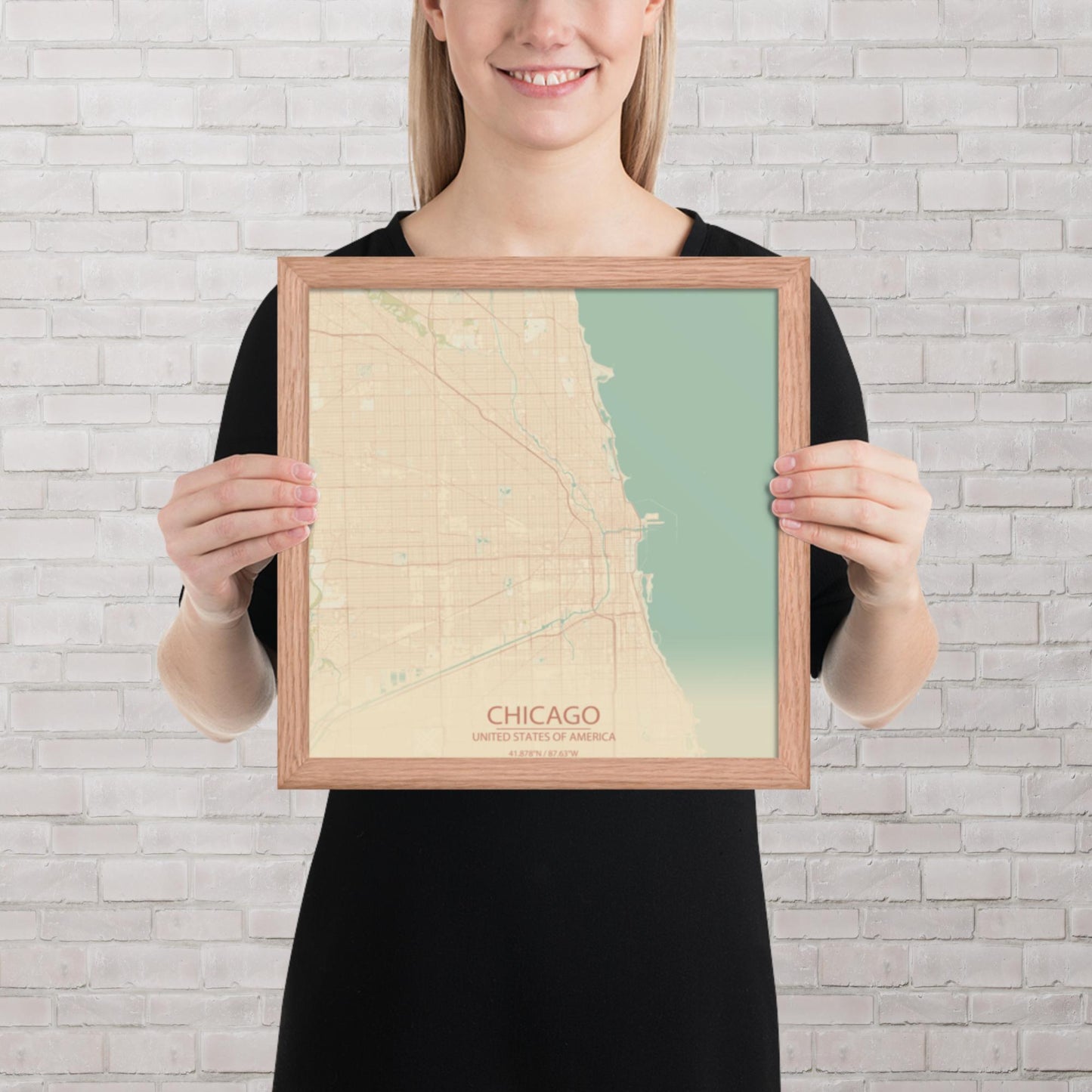 Chicago Vintage Style Framed Map