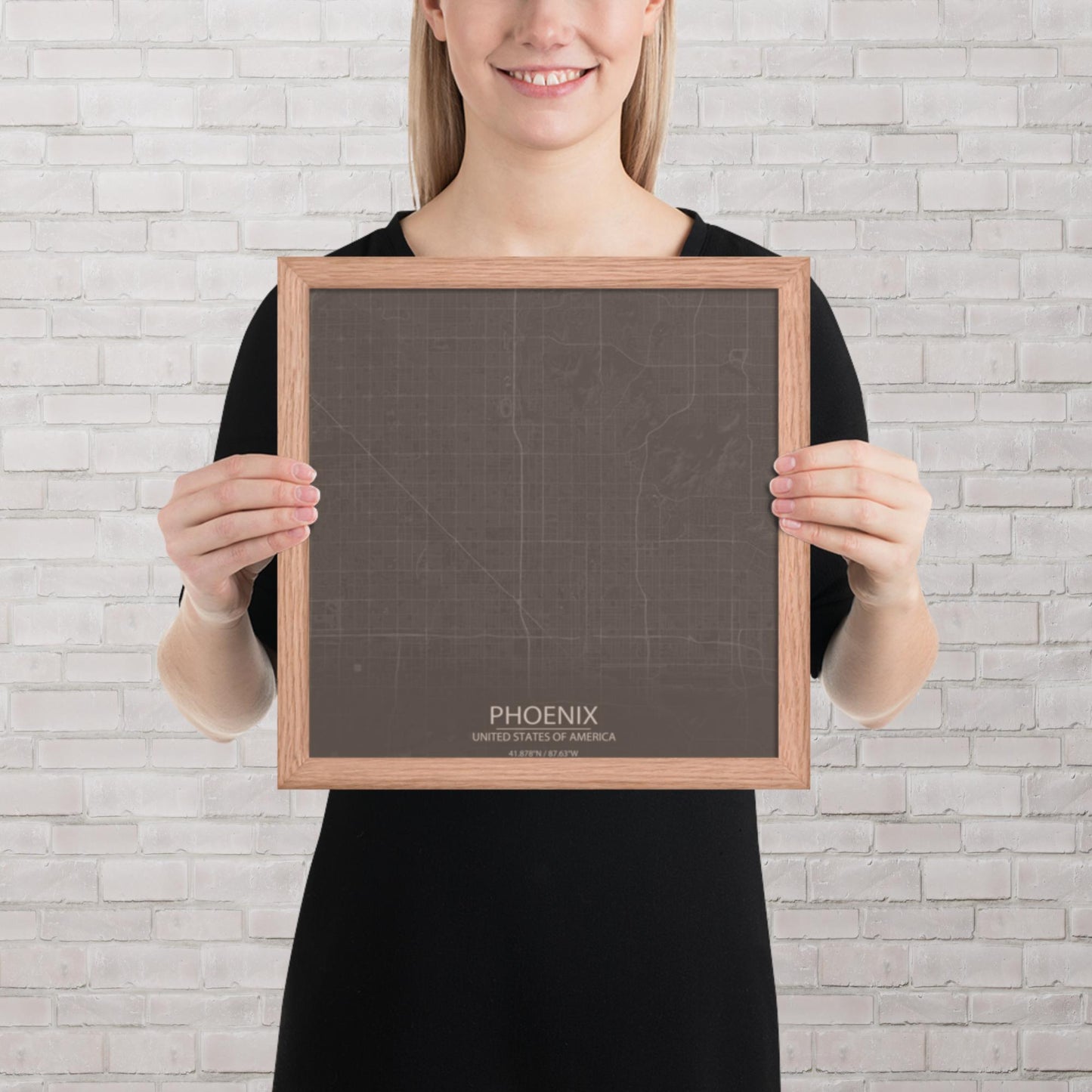 Phoenix Brown and Grey Framed Map