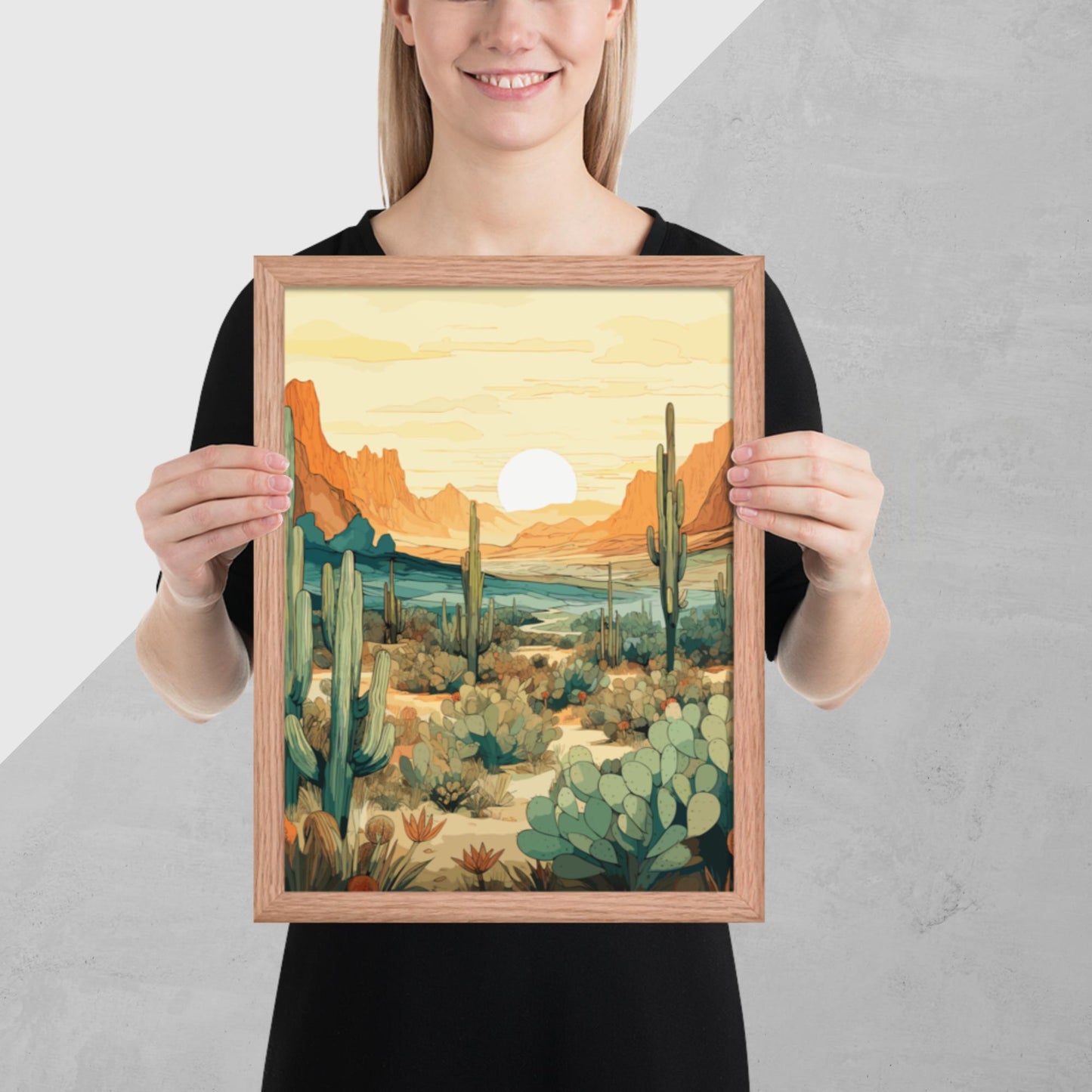 Desert Hills Shrubs Framed Poster