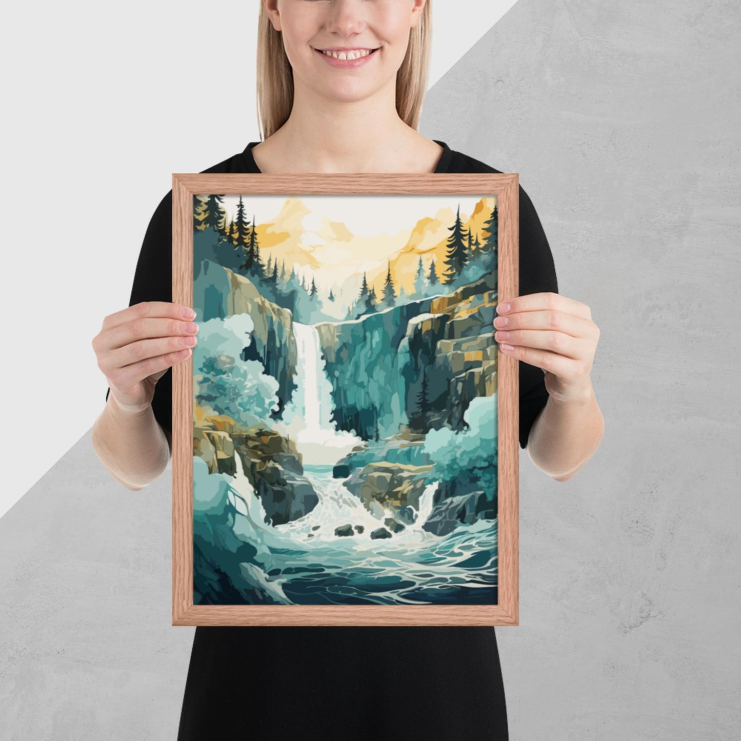 Roaring Forest Waterfall Framed Poster