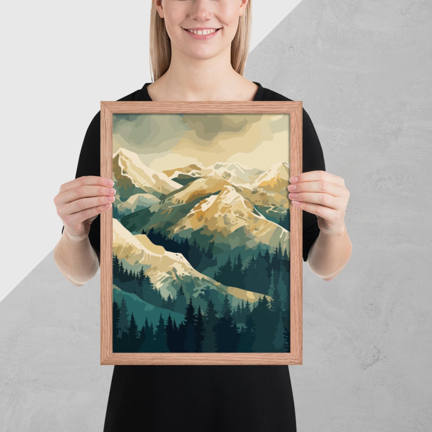 Winter Forest Mountains Framed Poster
