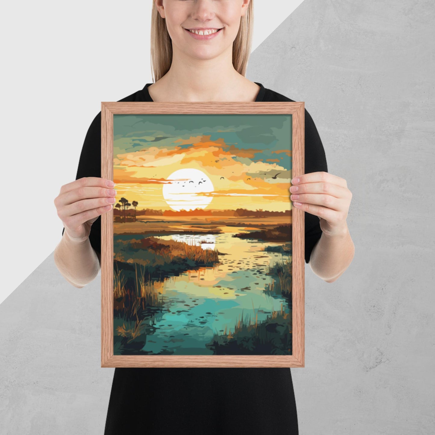 Marshland Sunset Framed Poster
