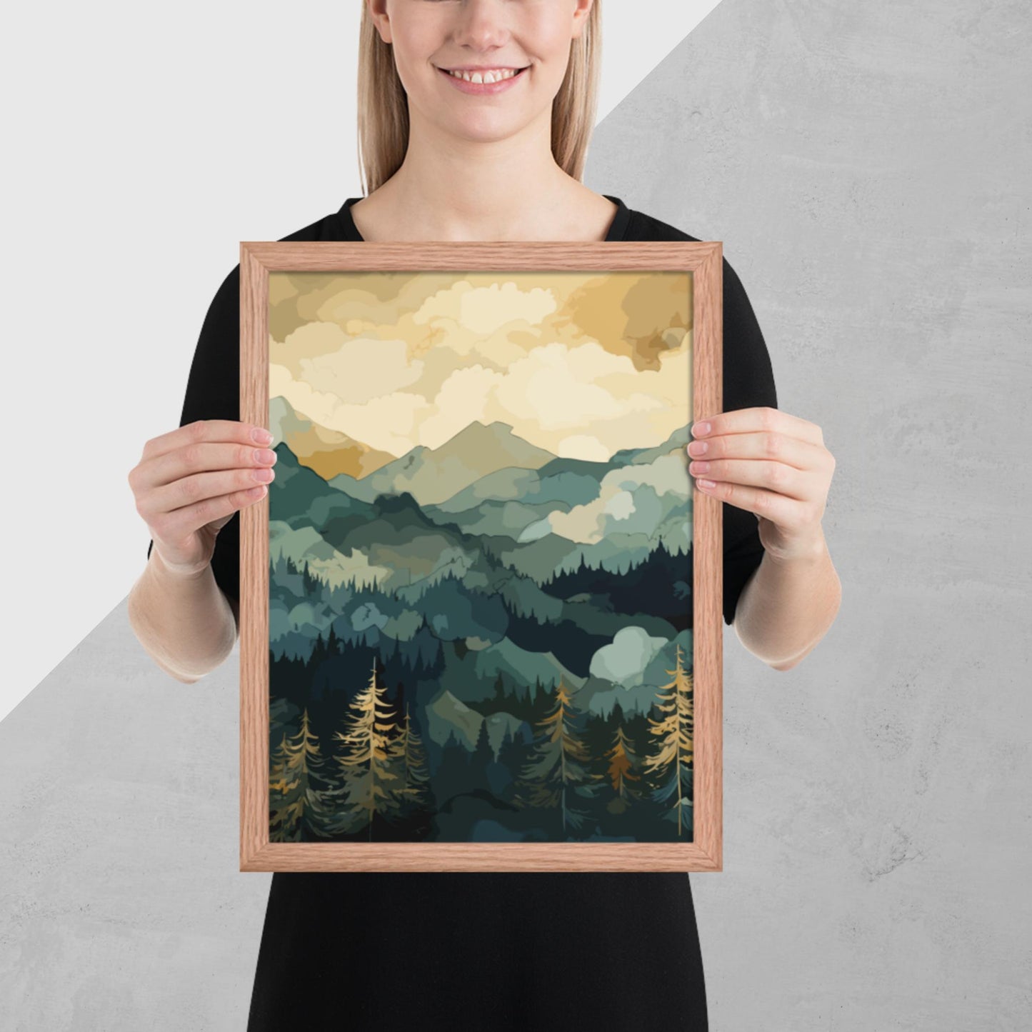 Mountainous Forest Framed Poster