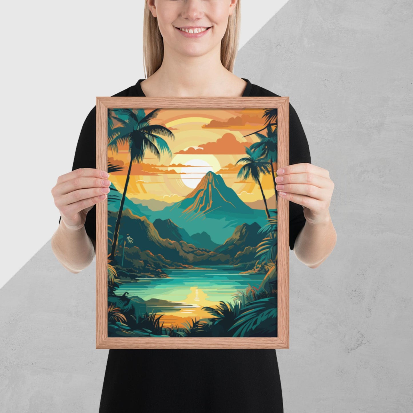 Rainforest Mountain Sunset Framed Poster