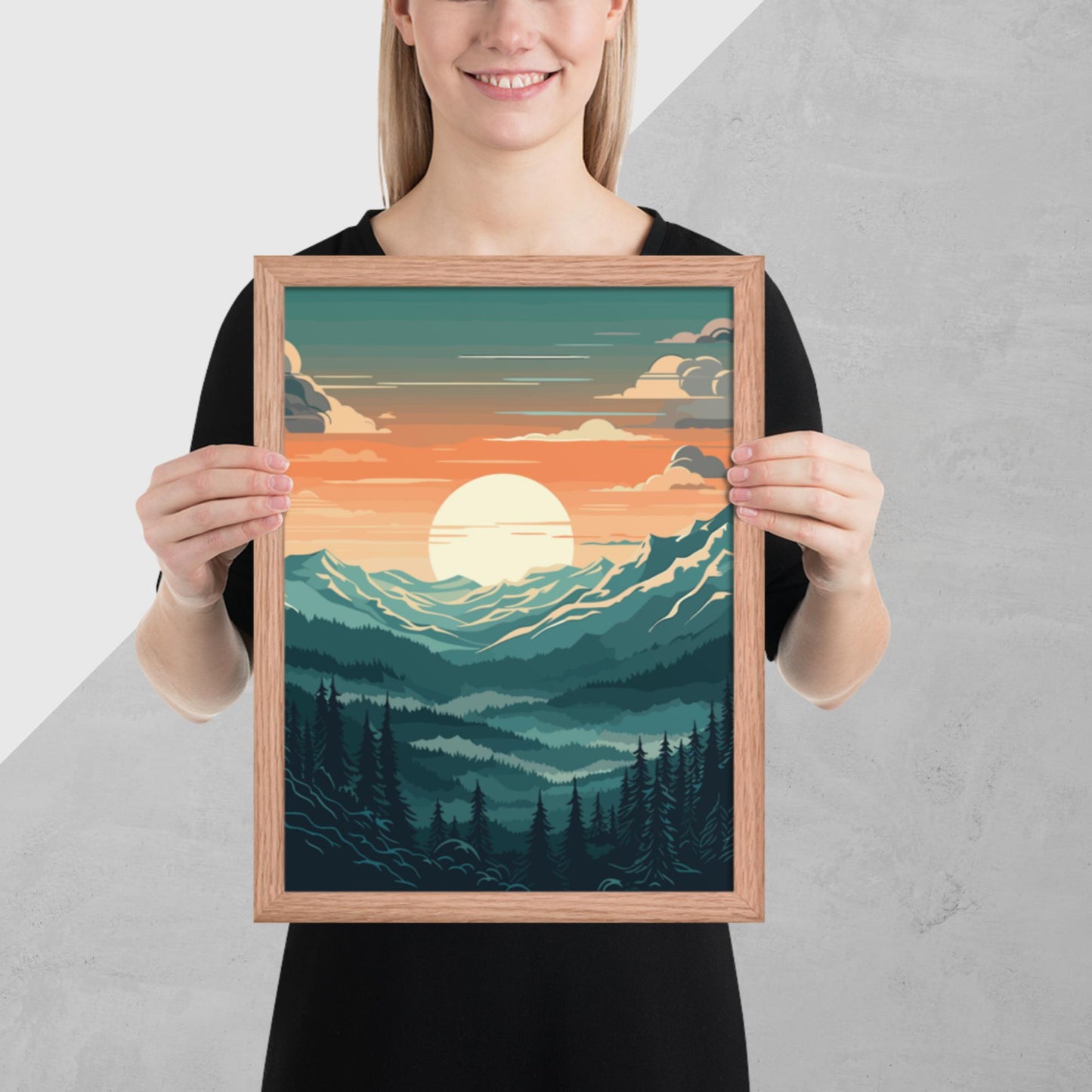 Forest Mountain Landscape Framed Poster
