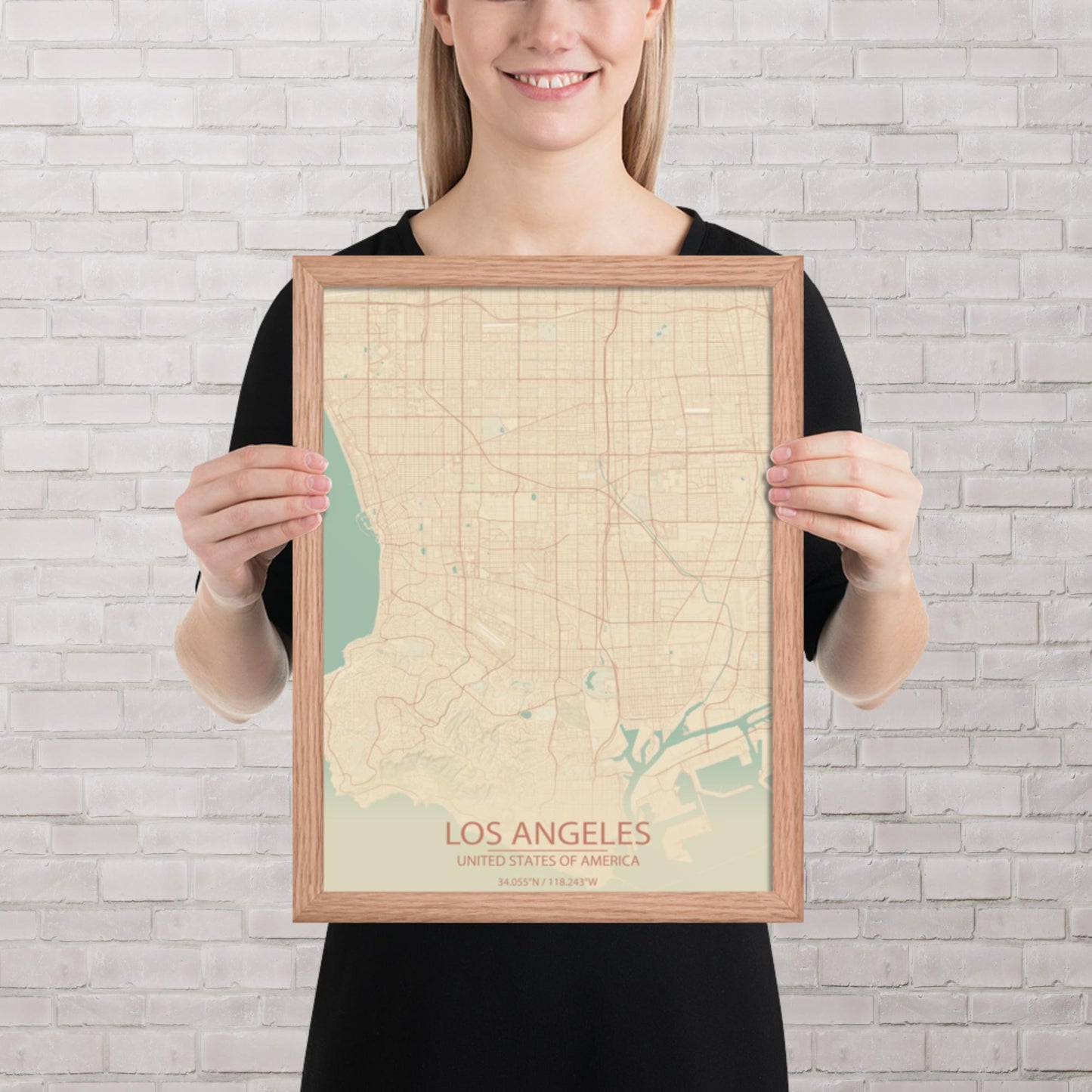 Los Angeles Vintage Style Framed Map