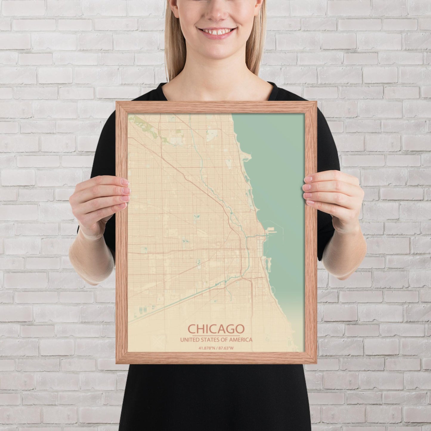 Chicago Vintage Style Framed Map