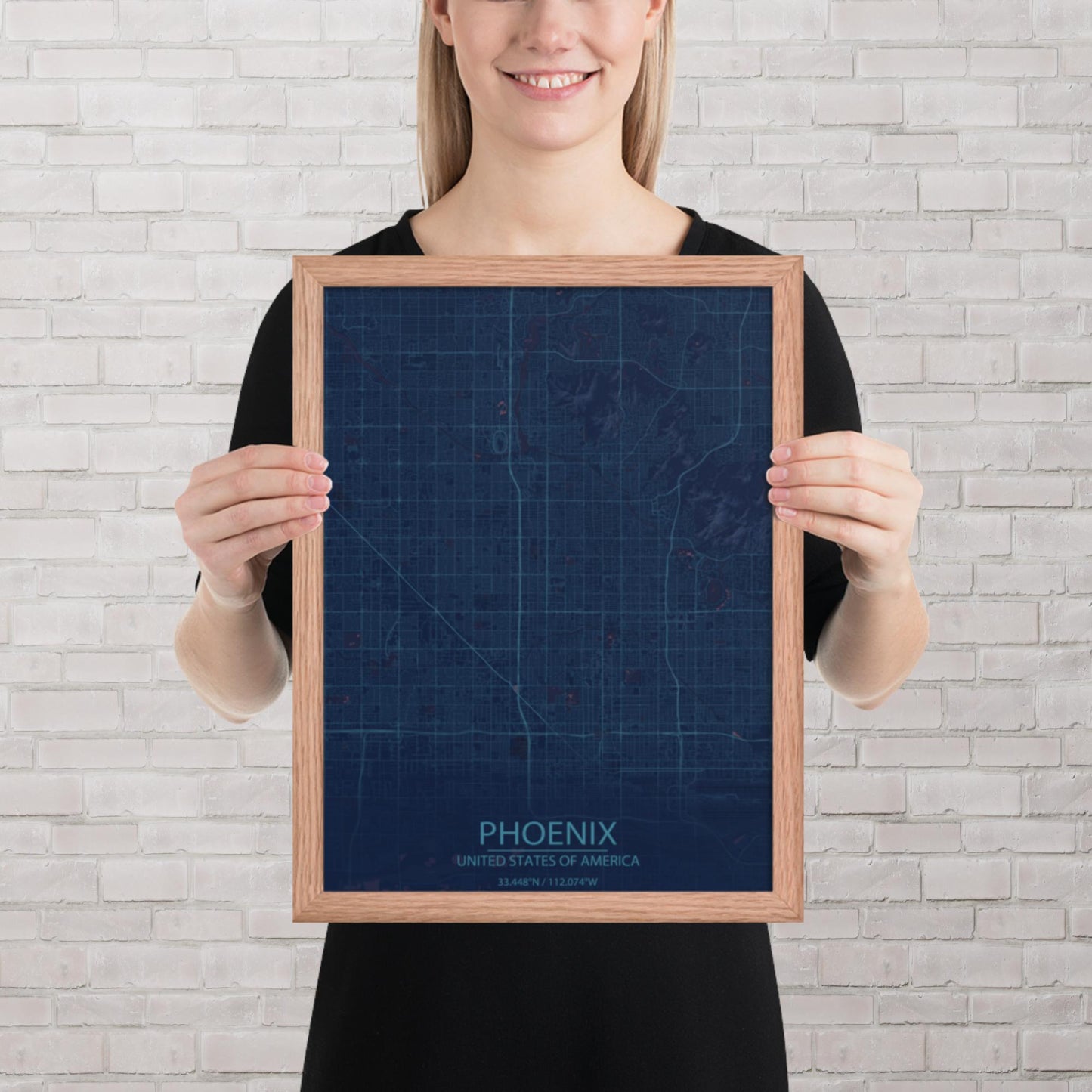 Phoenix Blue and Purple Framed Map
