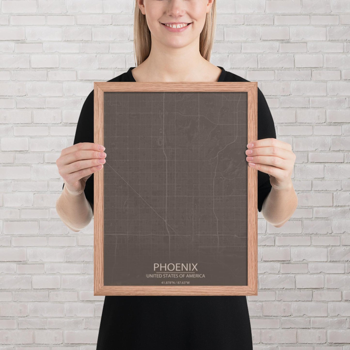Phoenix Brown and Grey Framed Map