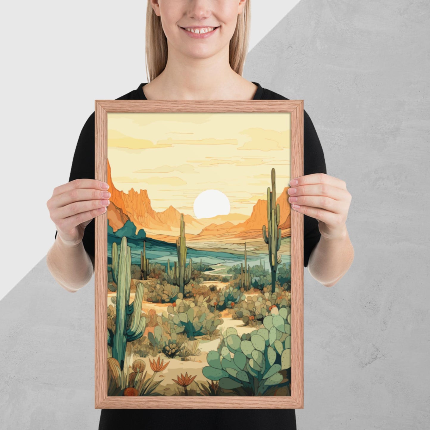 Desert Hills Shrubs Framed Poster