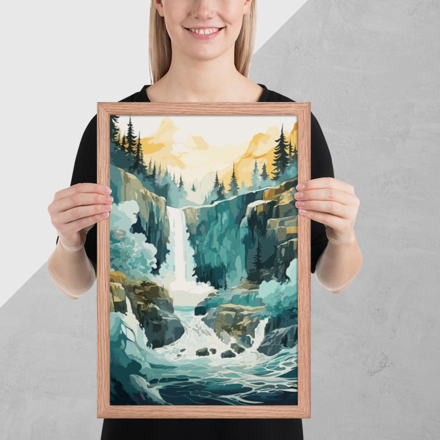 Roaring Forest Waterfall Framed Poster