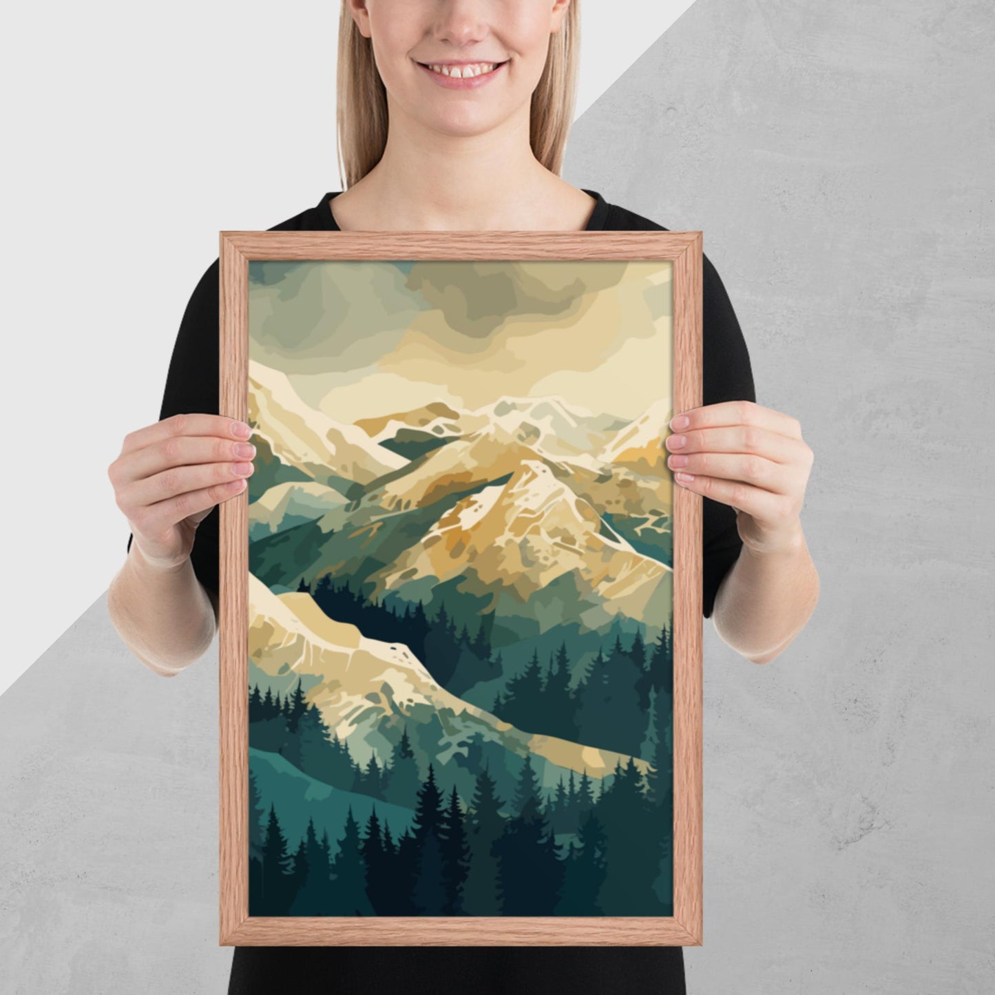 Winter Forest Mountains Framed Poster